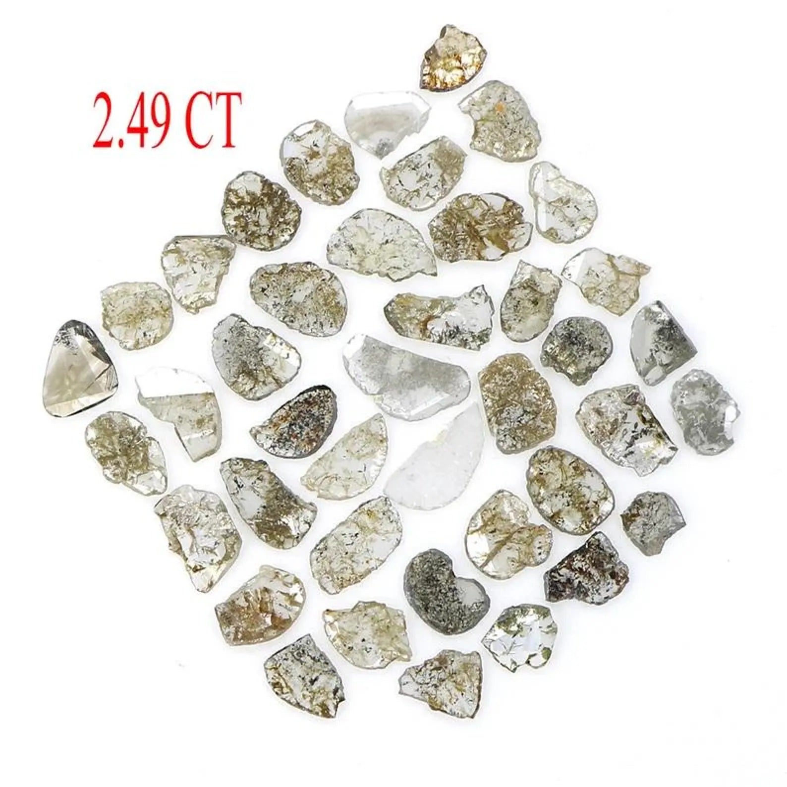 2.49 Ct Natural Loose Slice Shape Diamond Salt And Pepper Slice Diamond 2.60 MM Natural Loose Black Grey Color Irregular Cut Diamond NQ1688