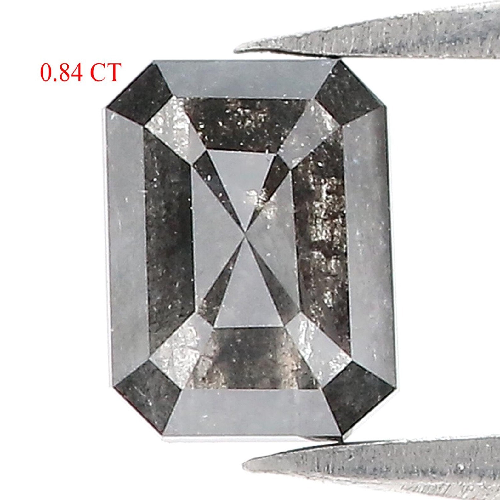 0.84 CT Natural Loose Emerald Shape Diamond Salt And Pepper Emerald Cut Diamond 6.20 MM Black Grey Color Emerald Rose Cut Diamond QN257