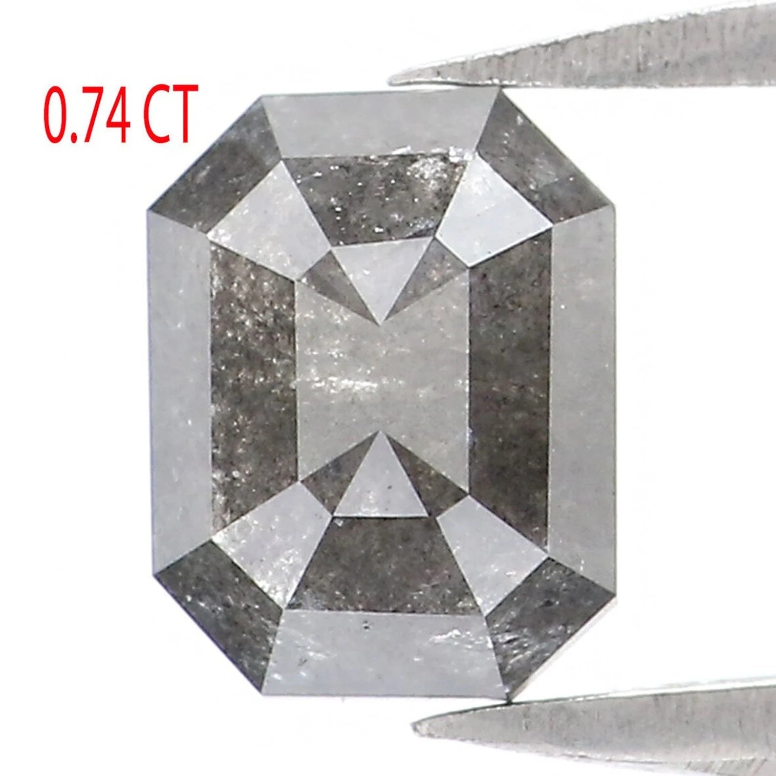 0.74 CT Natural Loose Emerald Shape Diamond Salt Pepper Emerald Cut Diamond 6.05 MM Natural Black Grey Color Emerald Rose Cut Diamond NQ2016