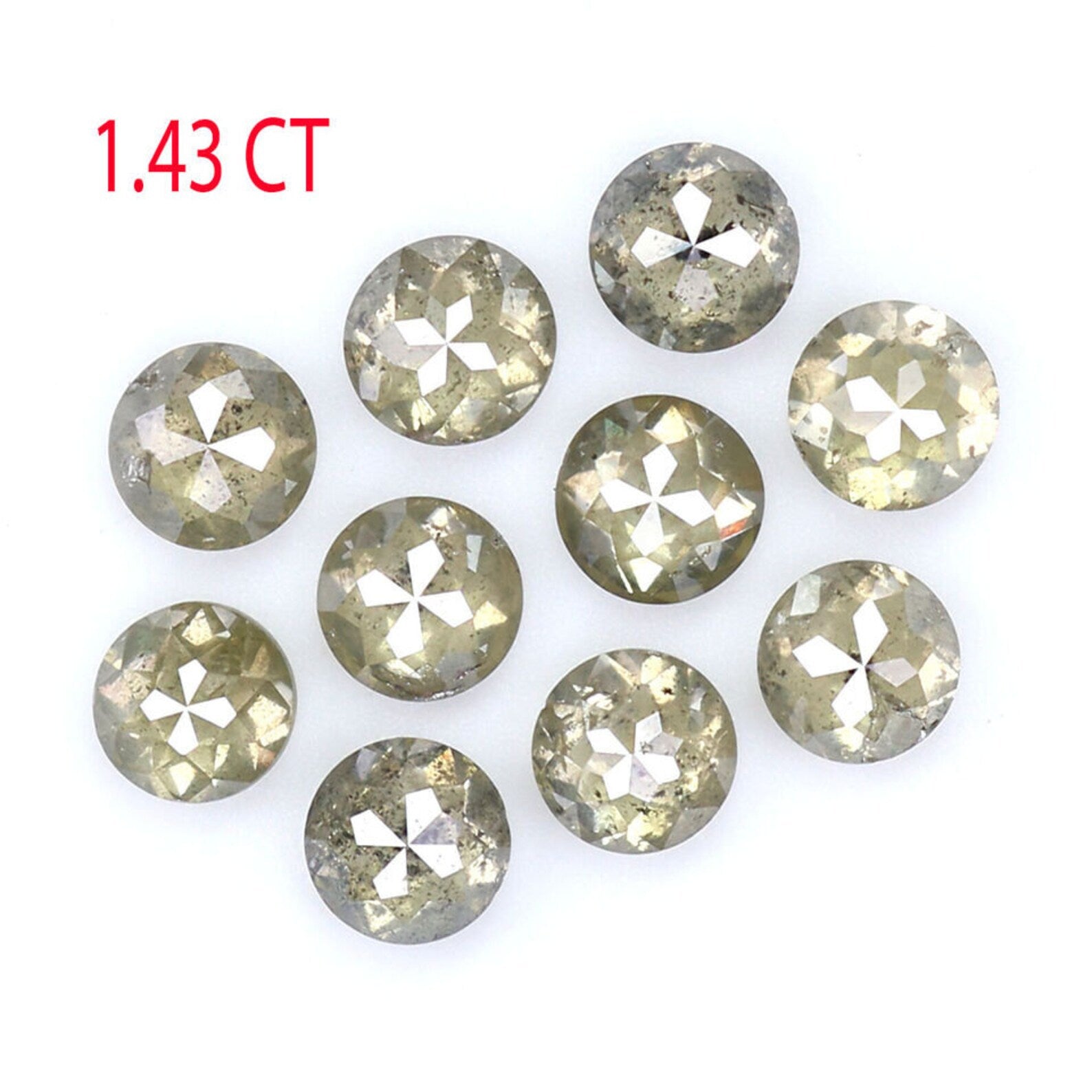 1.43 CT Natural Loose Rose Cut Diamond Grey Green Color Round Diamond 3.00 MM Natural Loose Grey Green Round Rose Cut Shape Diamond NQ409