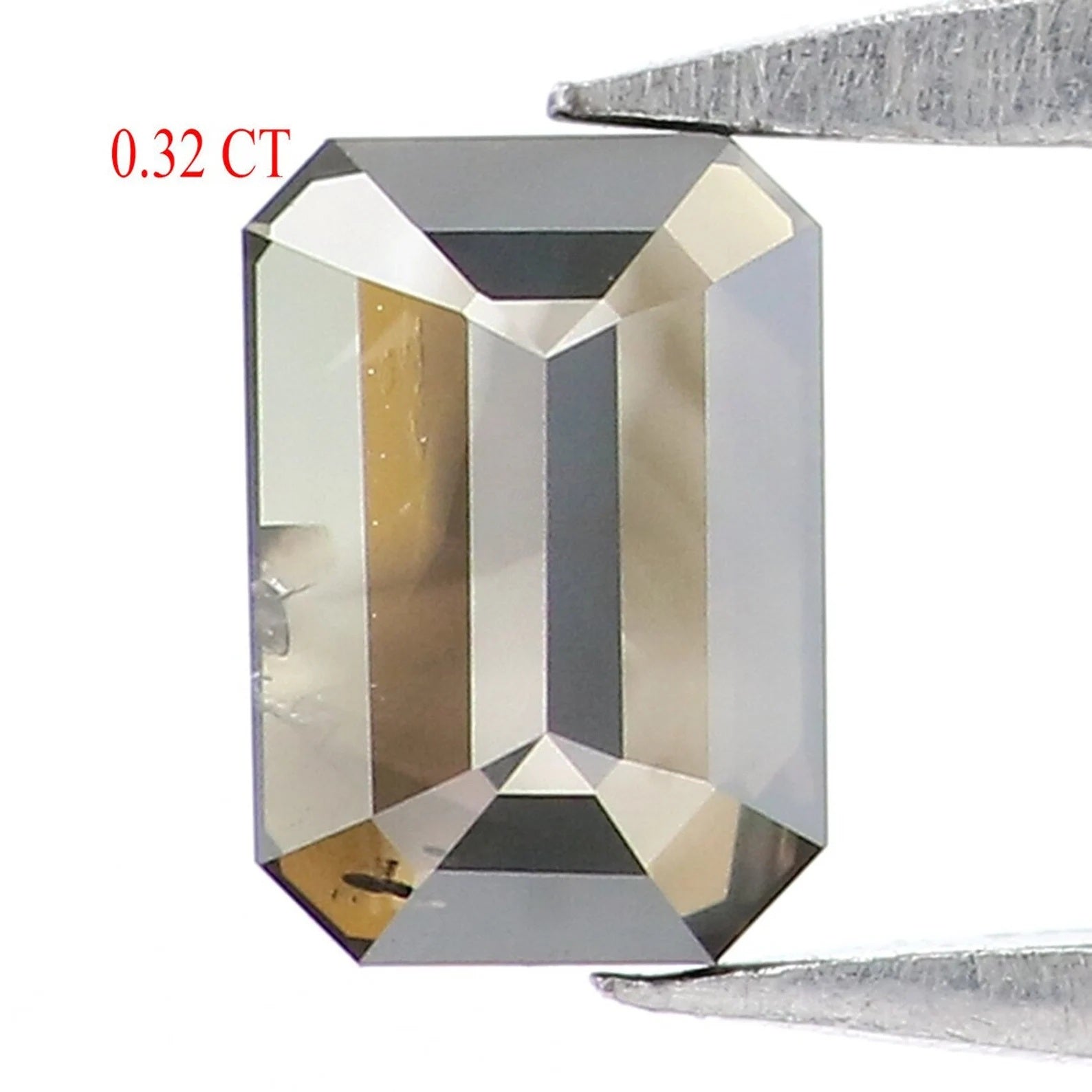 0.32 CT Natural Loose Emerald Shape Diamond Salt And Pepper Emerald Diamond Diamond 4.80 MM Black Grey Color Emerald Rose Cut Diamond NQ289
