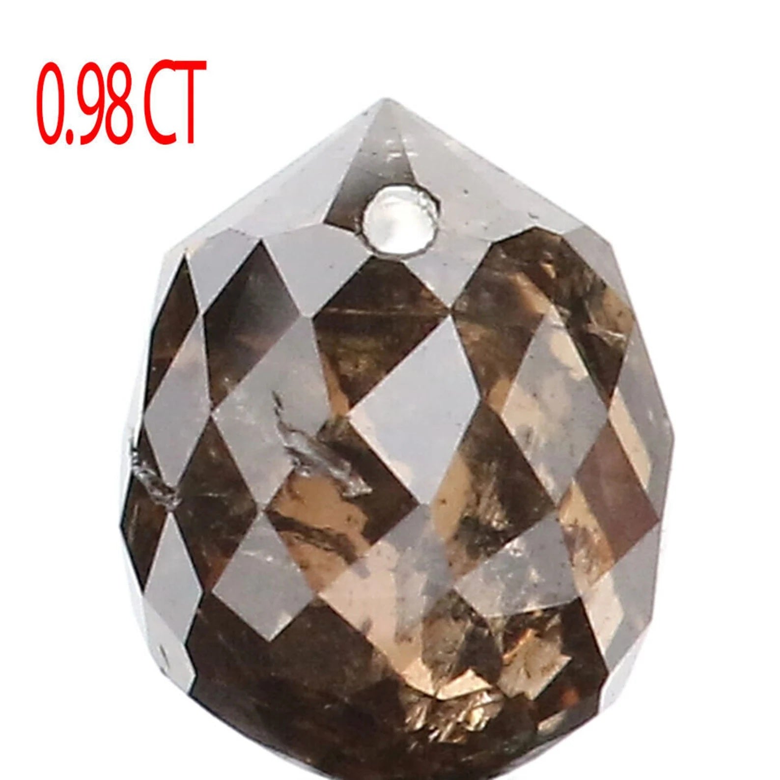 0.98 Ct Natural Loose Drop Shape Diamond Black Brown Color Briolette Cut Diamond 5.65 MM Natural Loose Diamond Drop Shape Diamond NQ462