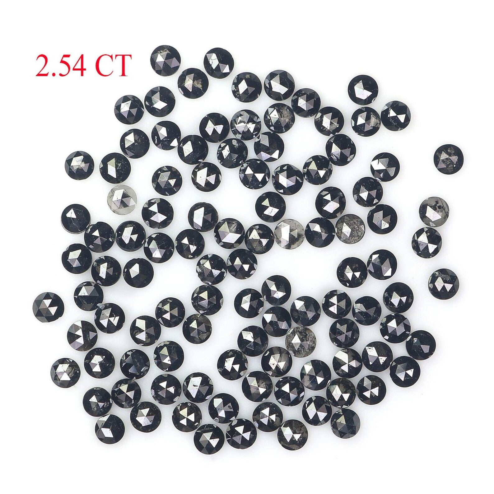 2.54 CT Natural Loose Round Shape Diamond Black Color Round Diamond 1.80 MM Natural Loose Diamond Black Color Round Rose Cut Diamond NQ1814
