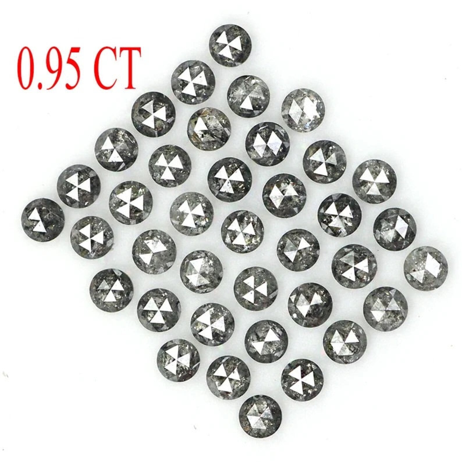 0.95 CT Natural Loose Round Shape Diamond Salt And Pepper Round Cut Diamond 1.70 MM Natural Black Grey Color Round Rose Cut Diamond NQ1608