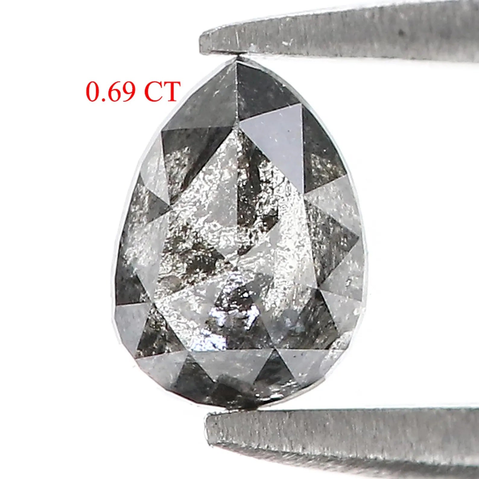 0.69 CT Natural Loose Pear Shape Diamond Salt And Pepper Pear Cut Diamond 6.35 MM Natural Loose Diamond Pear Shape Rose Cut Diamond QN9491