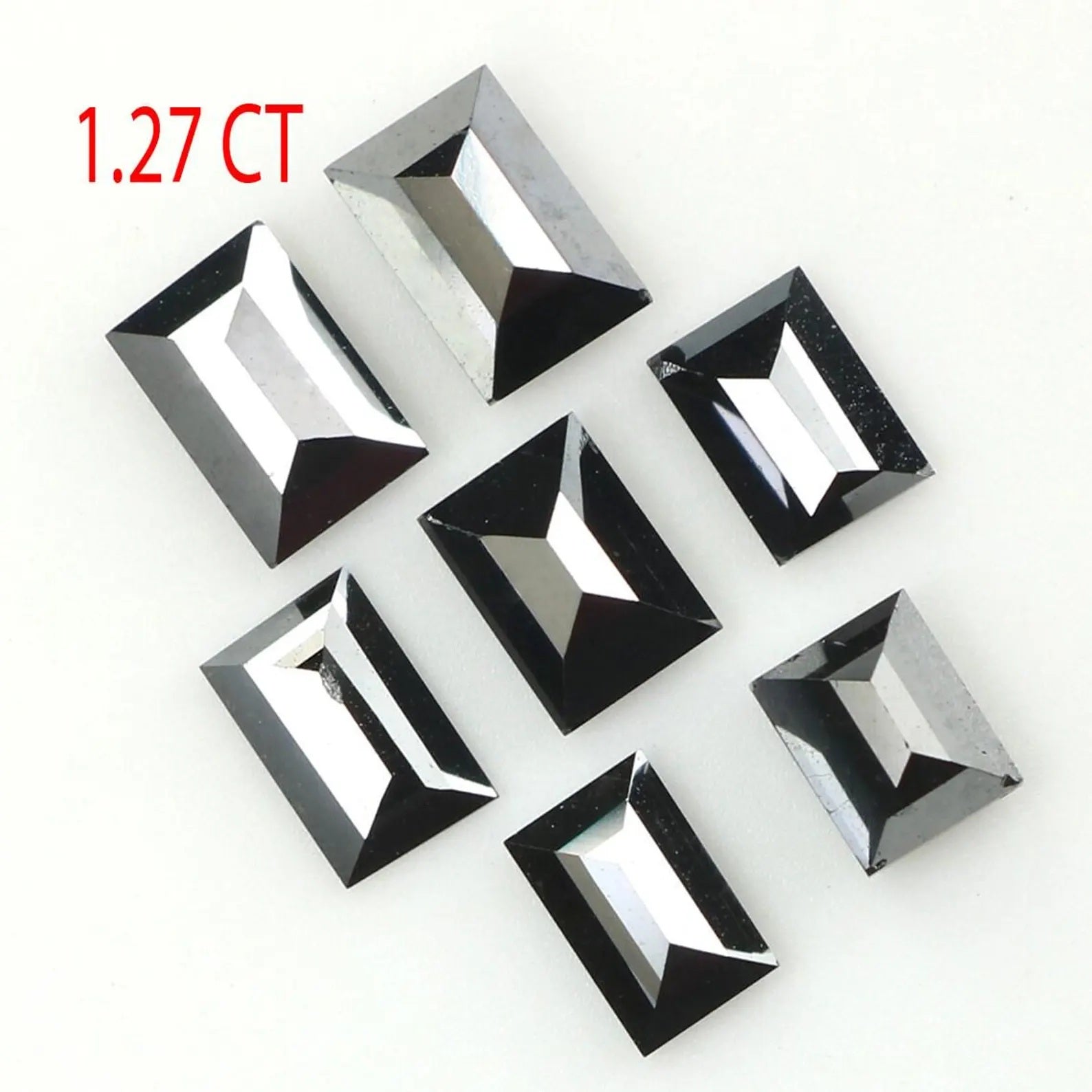 1.27 CT Natural Loose Baguette Shape Diamond Black Color Baguette Cut Diamond 3.45 MM Natural Black Color Baguette Rose Cut Diamond QN1358