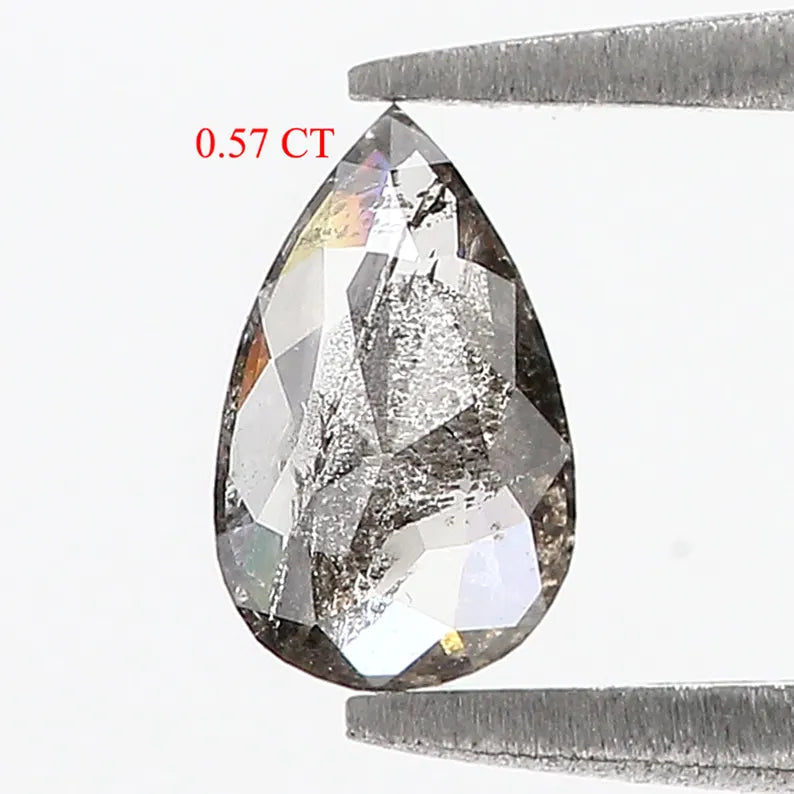 0.57 CT Natural Loose Pear Shape Diamond Salt And Pepper Pear Cut Diamond 7.60 MM Natural Loose Diamond Pear Shape Rose Cut Diamond QN968