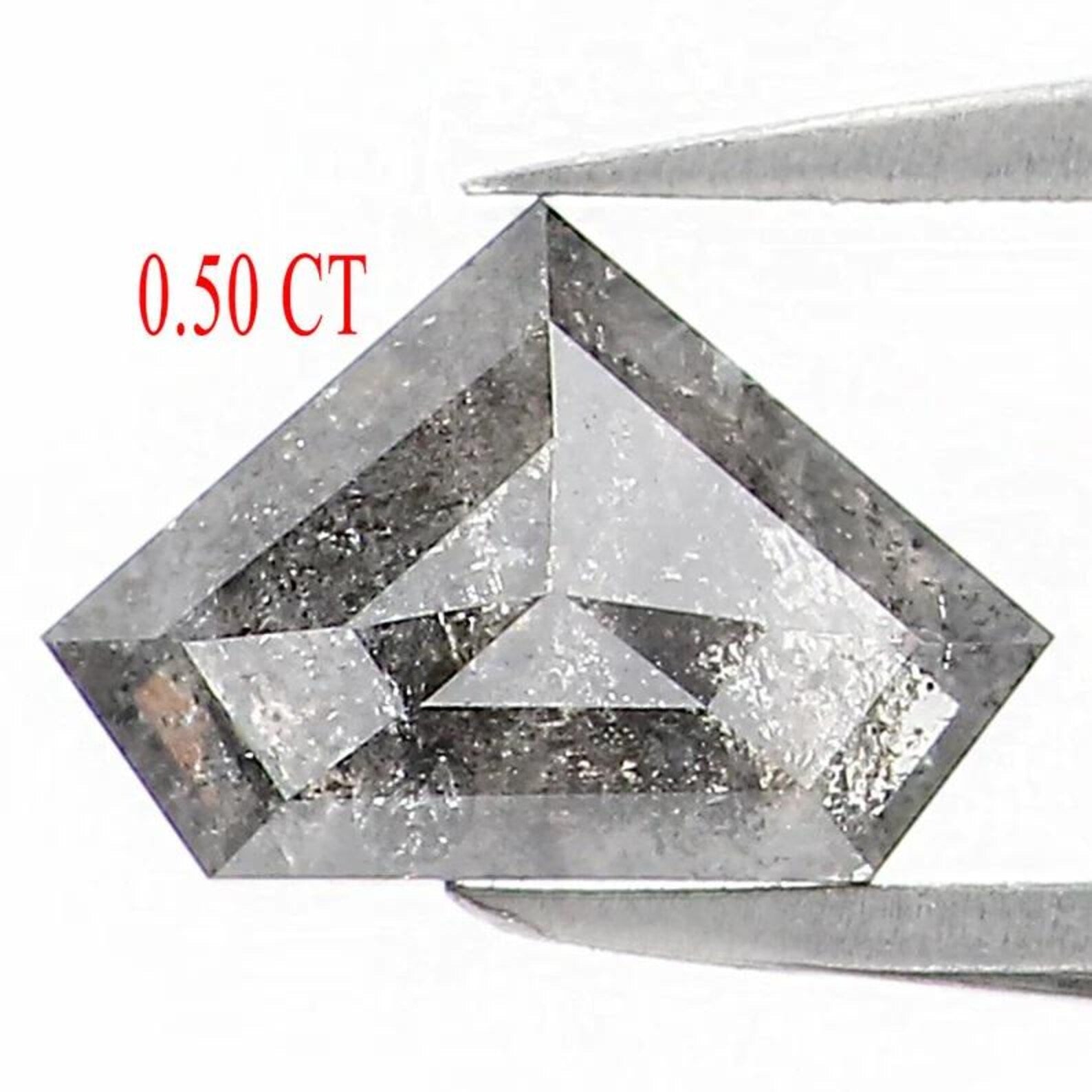 0.50 CT Natural Loose Shield Shape Diamond Salt And Pepper Shield Diamond 4.40 MM Natural Loose Black Grey Shield Rose Cut Diamond NQ1535