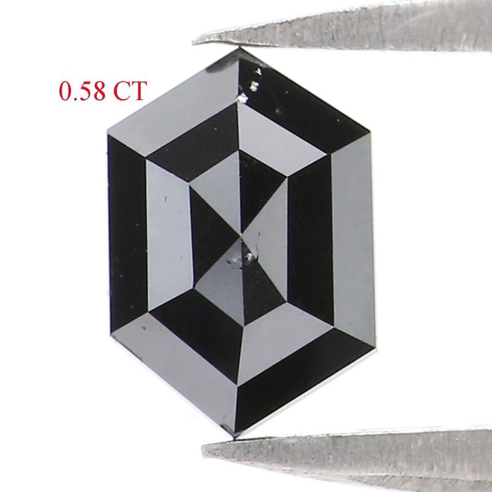 0.58 CT Natural Loose Hexagon Shape Diamond Black Color Hexagon Cut Diamond 6.80 MM Natural Diamond Black Hexagon Rose Cut Diamond QN2274