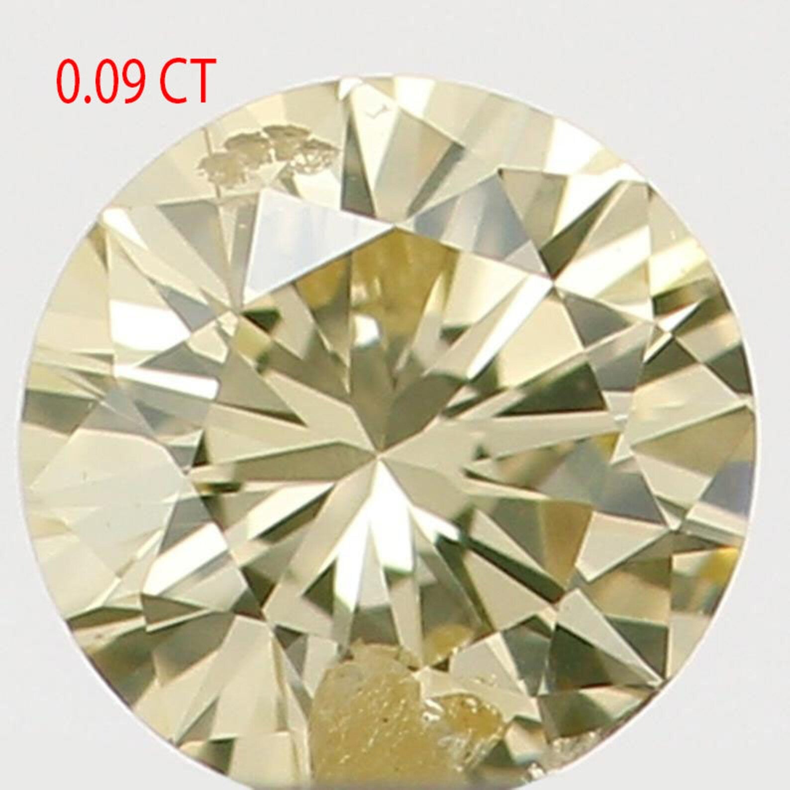 0.09 Ct Natural Loose Diamond, Light Yellow Diamond, Round Diamond, Round Brilliant Cut Diamond, Sparkling Diamond, Rustic Diamond N6476