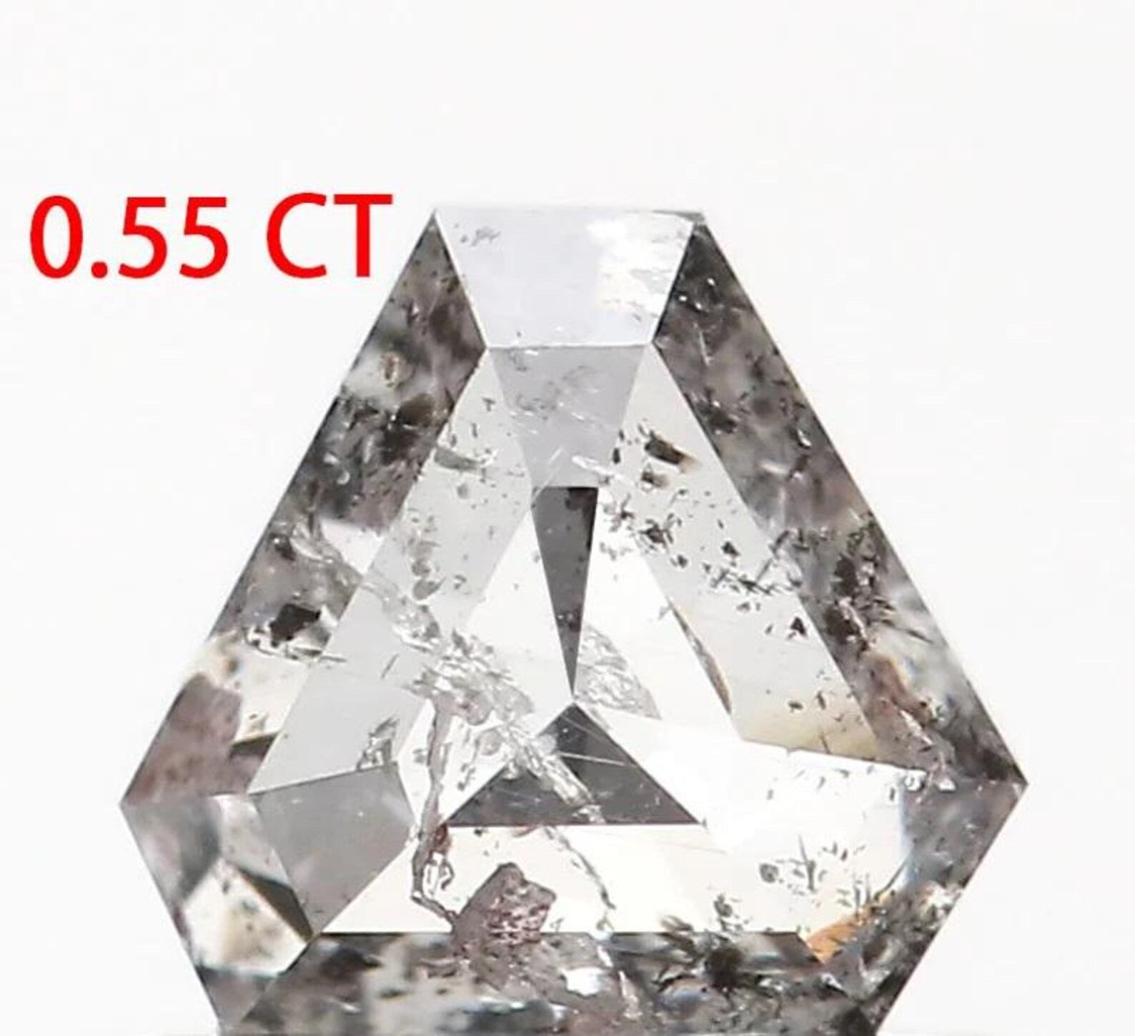 0.55 CT Natural Loose Triangle Shape Diamond Salt And Pepper Triangle Cut Diamond 4.75 MM Natural Black Grey Triangle Rose Cut Diamond NQ252