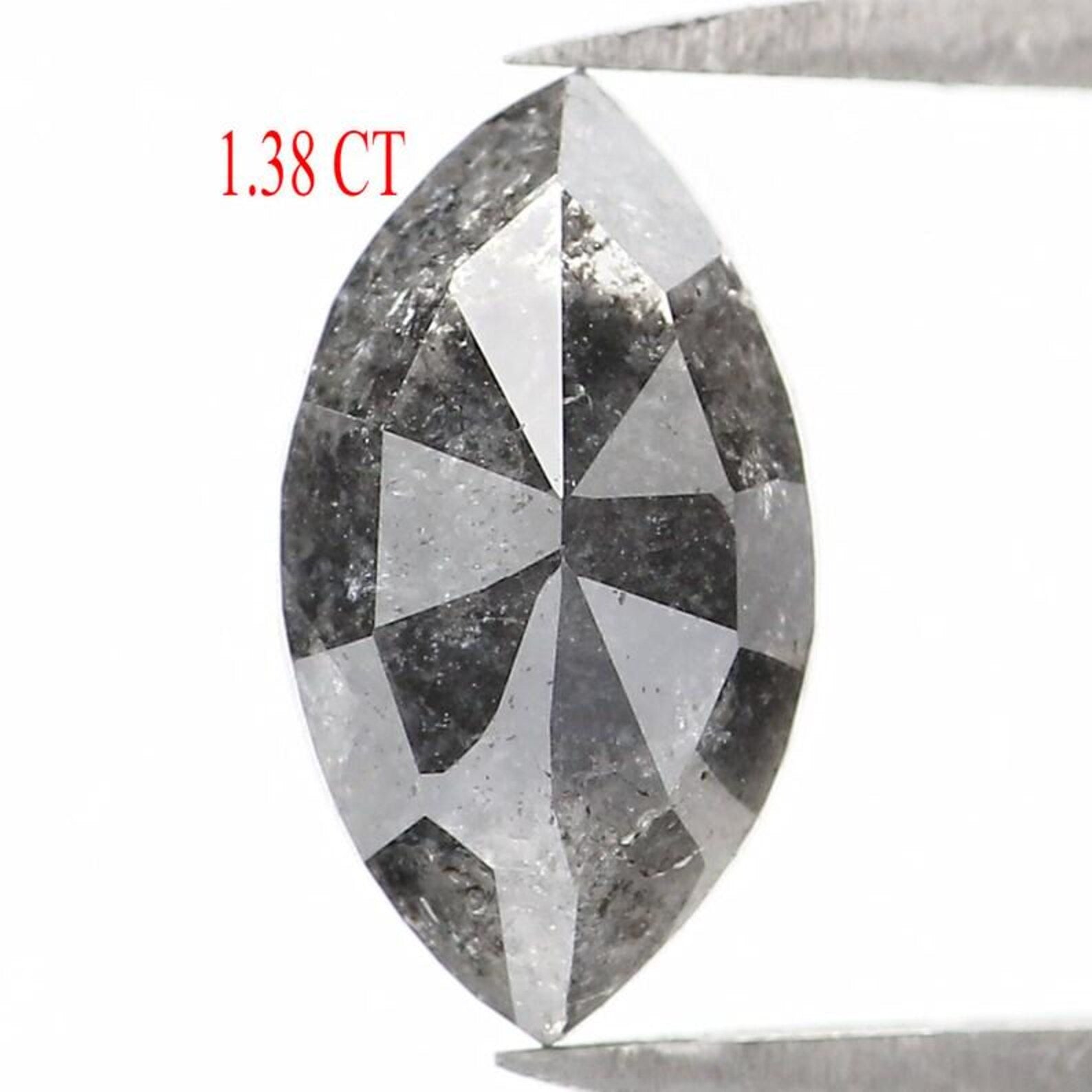1.38 CT Natural Loose Marquise Shape Diamond Salt And Pepper Marquise Diamond 9.35 MM Black Grey Color Marquise Rose Cut Diamond NQ1597