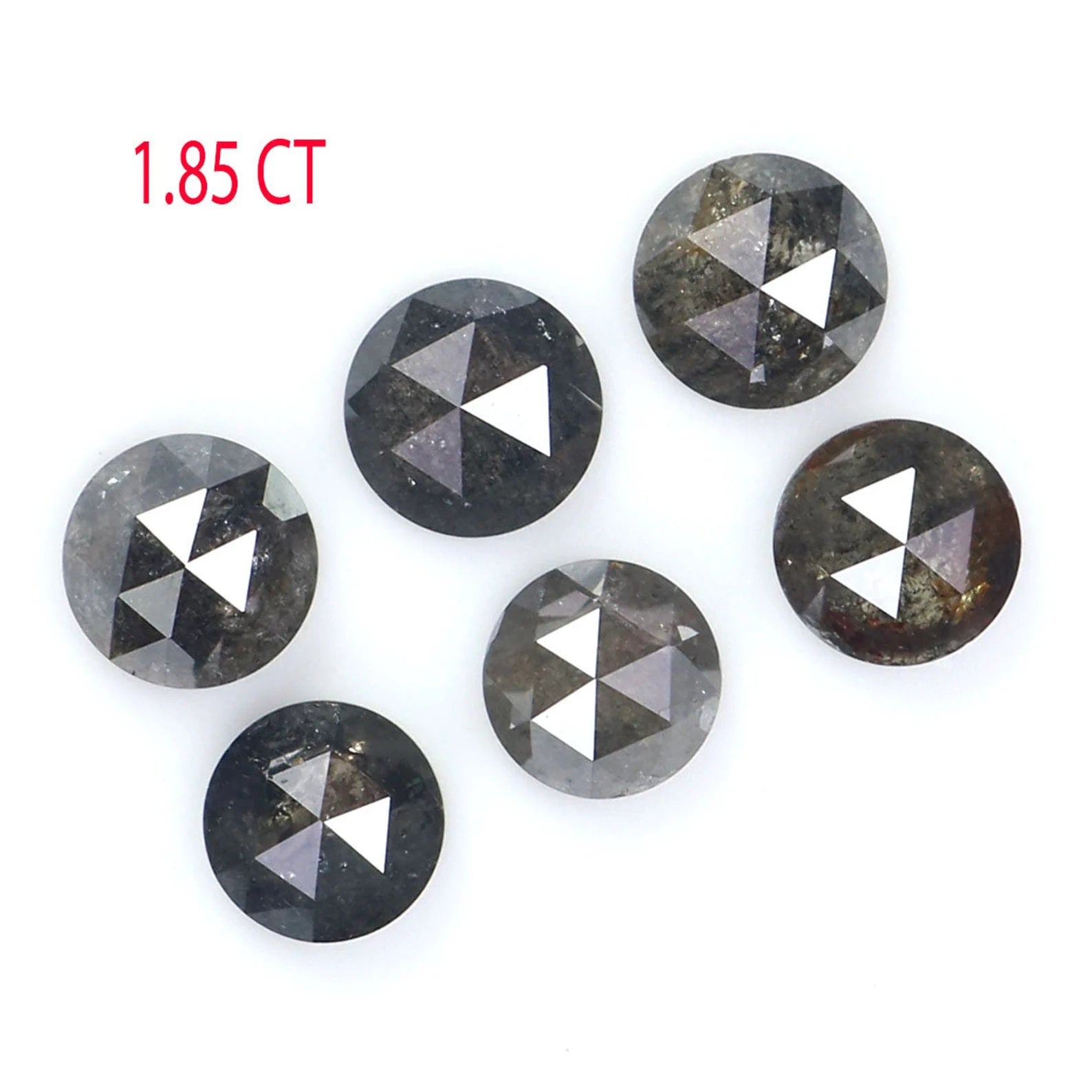 Natural Loose Rose Cut Salt And Pepper Diamond Black Grey Color 1.85 CT 3.97 MM Round Rose Cut Shape Diamond KDN2059