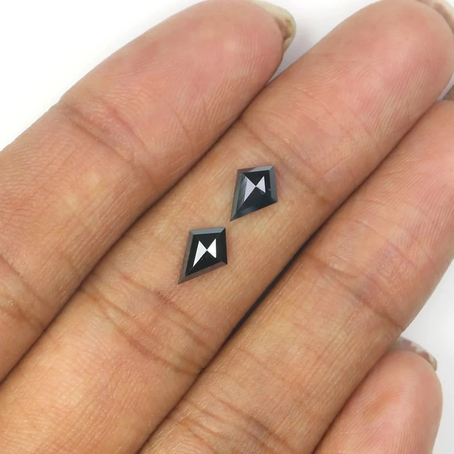 0.77 CT Natural Loose Kite Shape Pair Diamond Black Color Kite Cut Diamond 7.70 MM Natural Diamond Black Color Kite Rose Cut Diamond QN2276