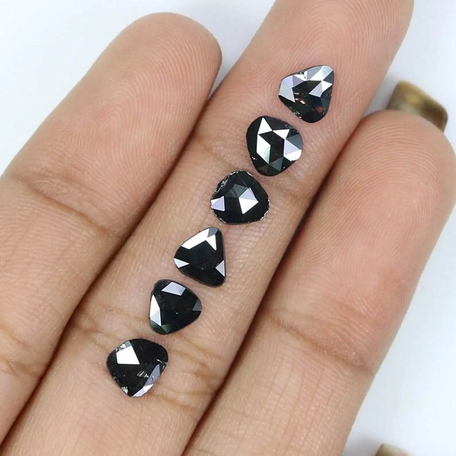 1.44 CT Natural Loose Slice Shape Diamond Black Color Irregular Cut Diamond 5.50 MM Natural Loose Black Color Slice Rose Cut Diamond NQ2189