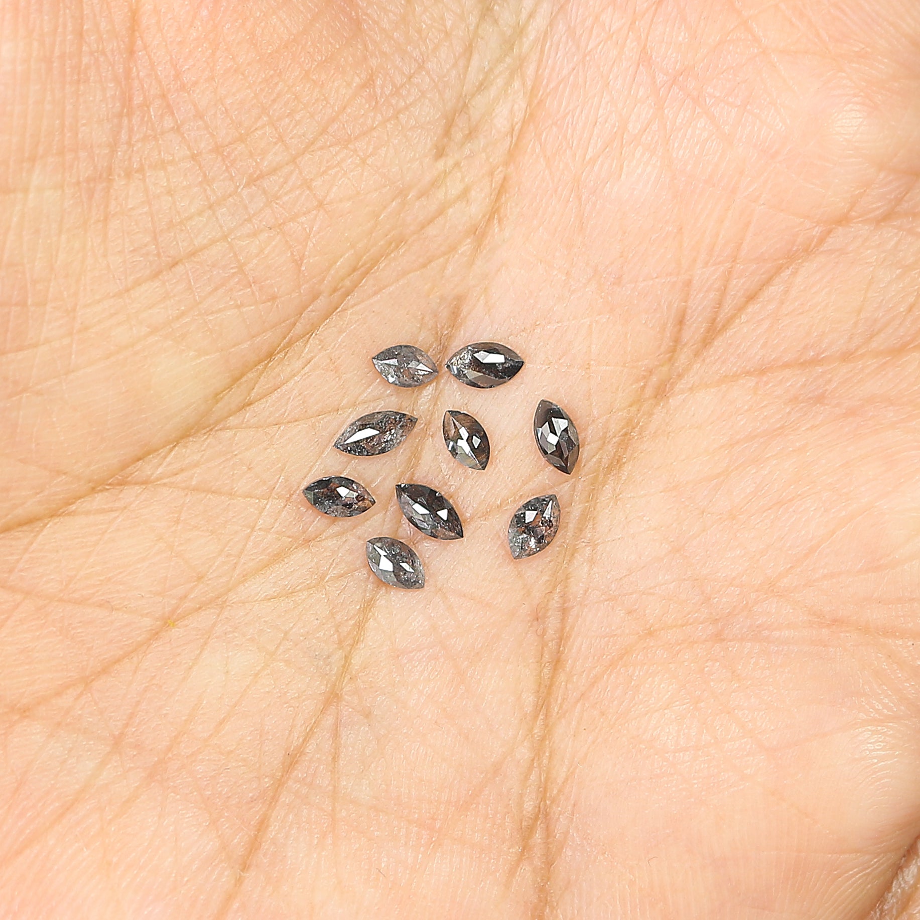 0.79 CT Natural Loose Marquise Shape Diamond Salt And Pepper Marquise Rose Cut Diamond 3.70 MM Black Grey Color Marquise Cut Diamond LQ2879