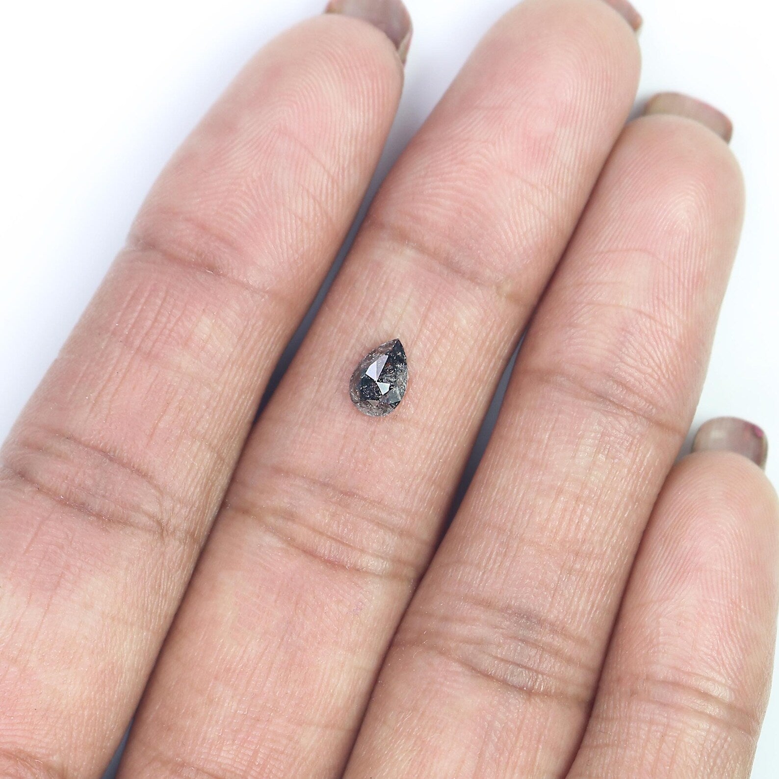 0.48 CT Natural Loose Pear Shape Diamond Black Color Pear Cut Diamond 6.30 MM Natural Loose Diamond Black Color Pear Rose Cut Diamond QN904