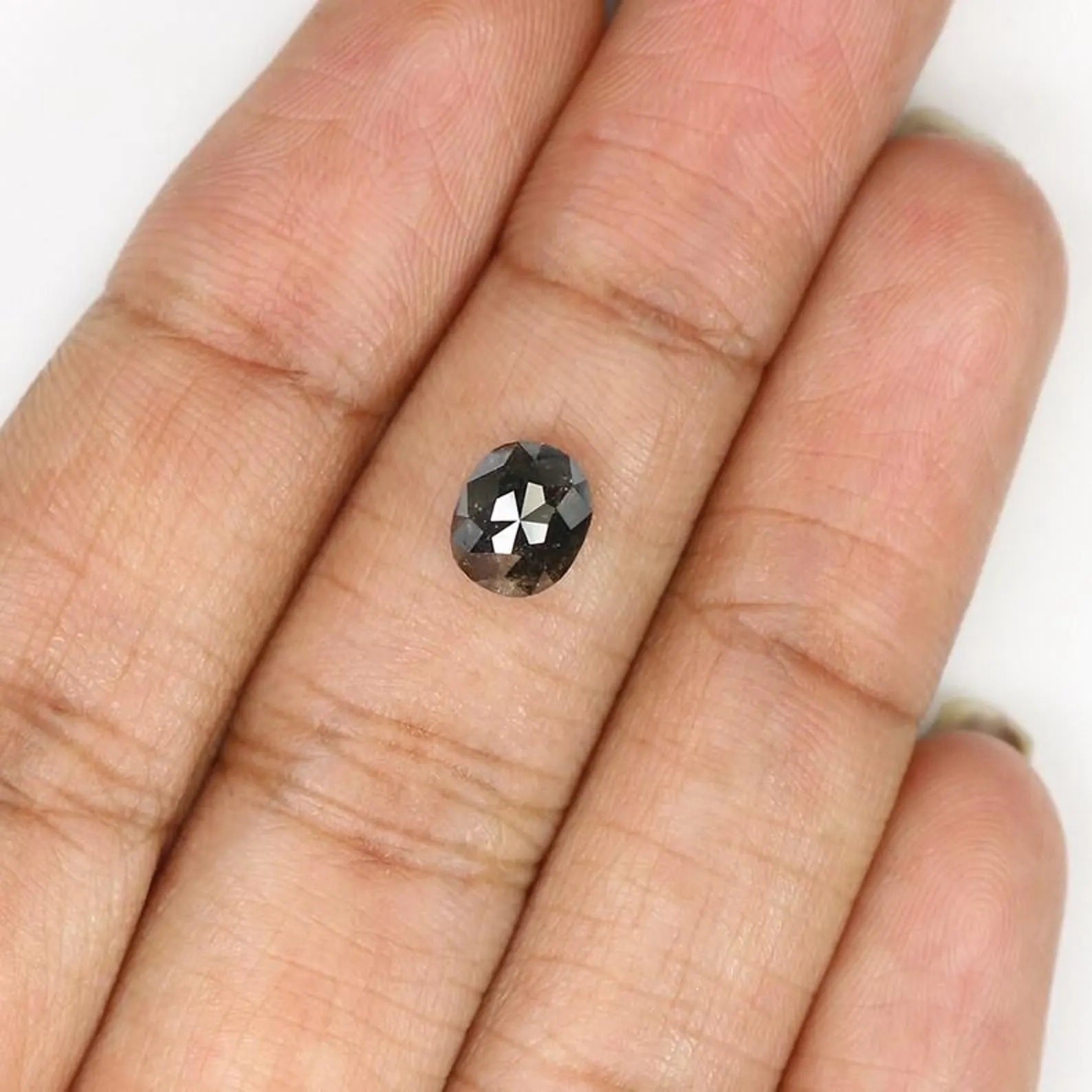 1.35 CT Natural Loose Oval Shape Diamond Salt And Pepper Oval Diamond 6.70 MM Natural Diamond Black Grey Color Oval Rose Cut Diamond NQ9301