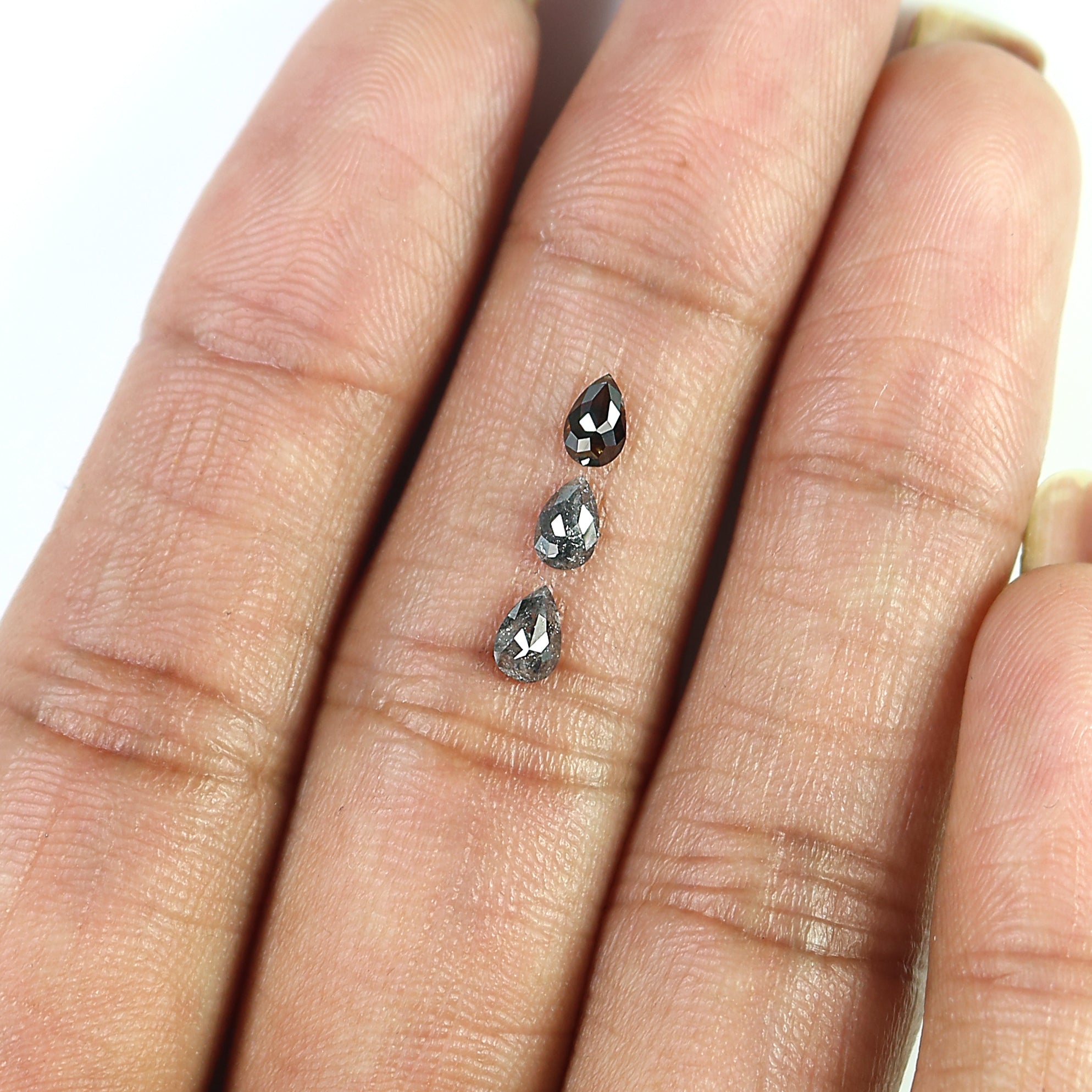 0.57 CT Natural Loose Pear Shape Diamond Salt And Pepper Pear Cut Diamond 4.75 MM Natural Black Grey Color Pear Rose Cut Diamond KQ2690
