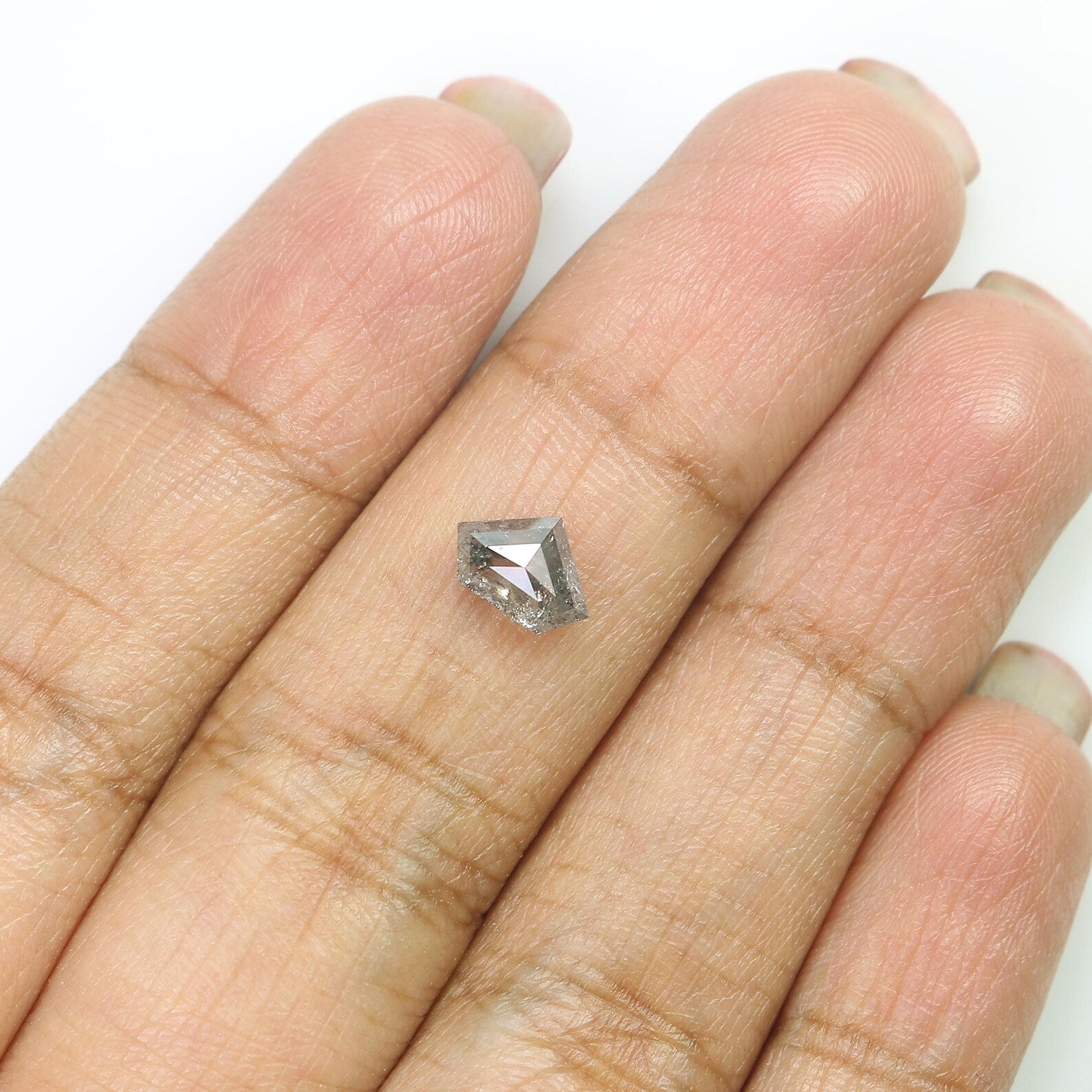 0.86 Ct Natural Loose Shield Cut Diamond Salt And Pepper Shield Diamond 5.35 MM Natural Diamond Black Color Shield Rose Cut Diamond QN909