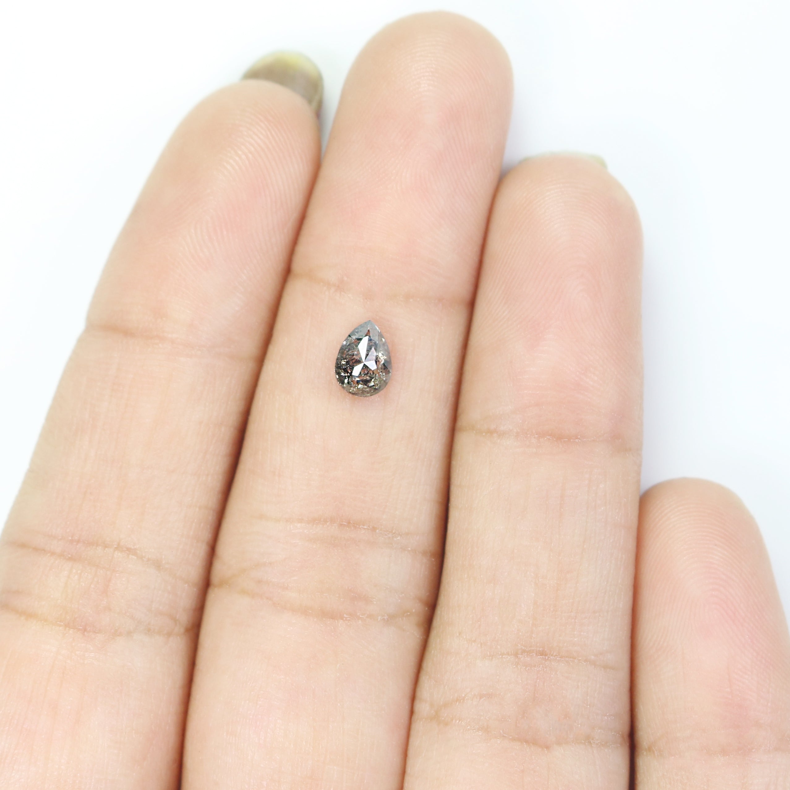 0.43 CT Natural Loose Pear Shape Diamond Salt And Pepper Pear Diamond 5.75 MM Natural Diamond Black Grey Color Pear Rose Cut Diamond N2614