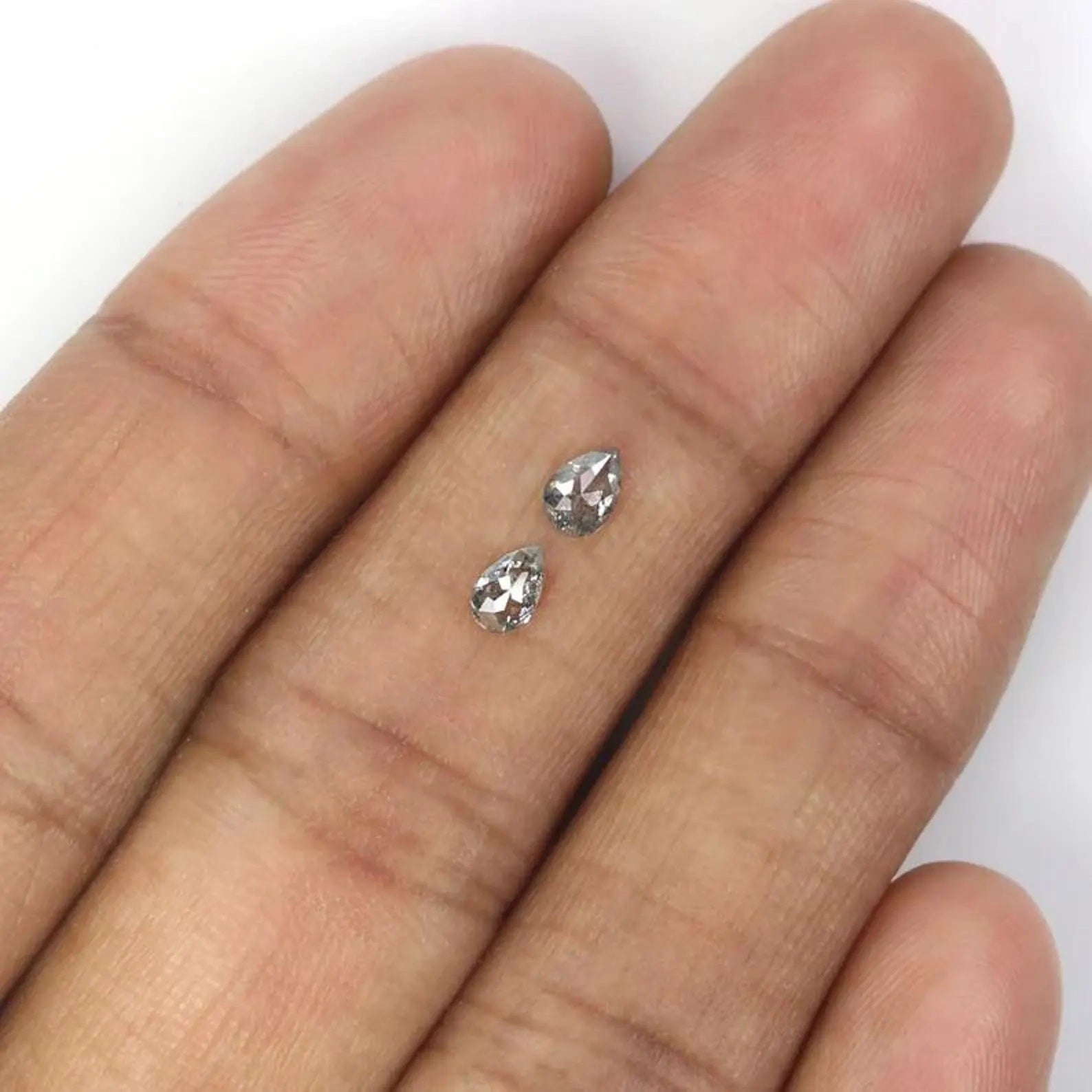 0.34 CT Natural Loose Pear Cut Pair Diamond Salt And Pepper Pear Shape Diamond 4.35 MM Natural Black Grey Color Pear Rose Cut Diamond NQ2356