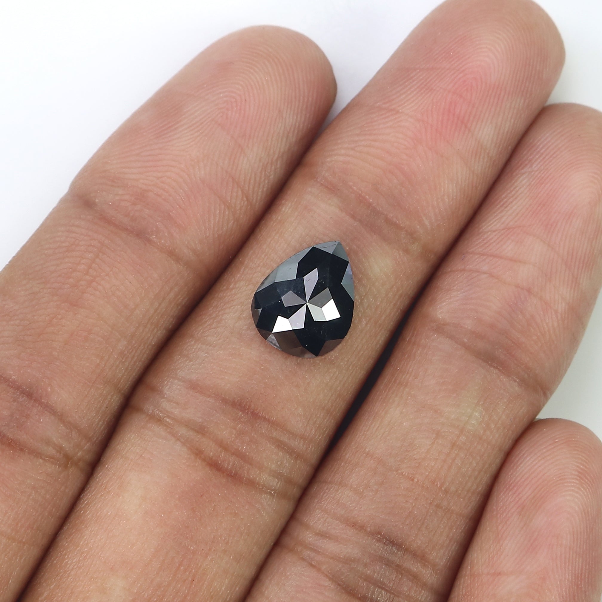 2.67 CT Natural Loose Pear Shape Diamond Black Color Pear Cut Diamond 10.30 MM Natural Loose Diamond Black Pear Rose Cut Diamond QL3113