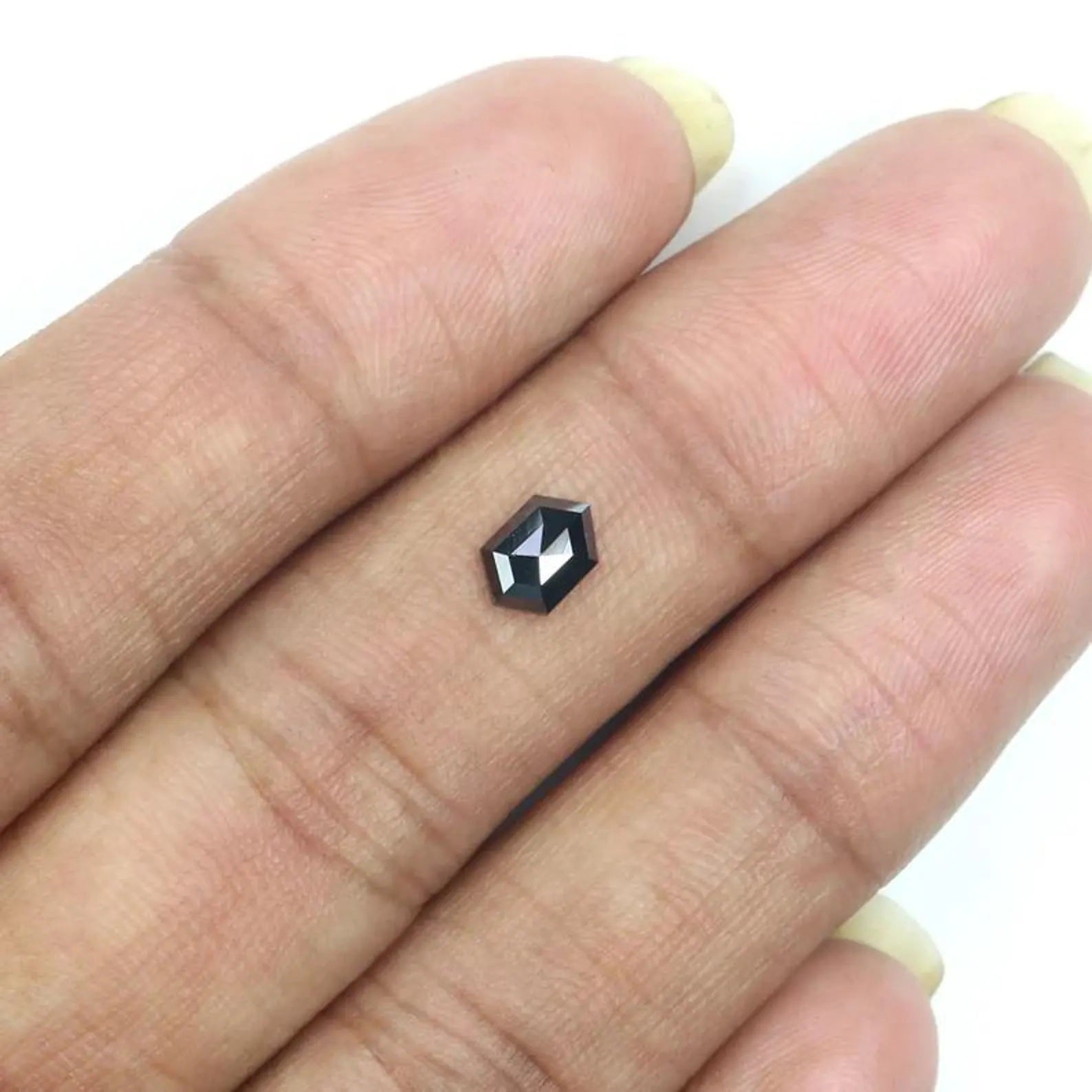 0.47 CT Natural Loose Hexagon Shape Diamond Black Color Hexagon Diamond 6.35 MM Natural Loose Black Color Hexagon Rose Cut Diamond NQ2298