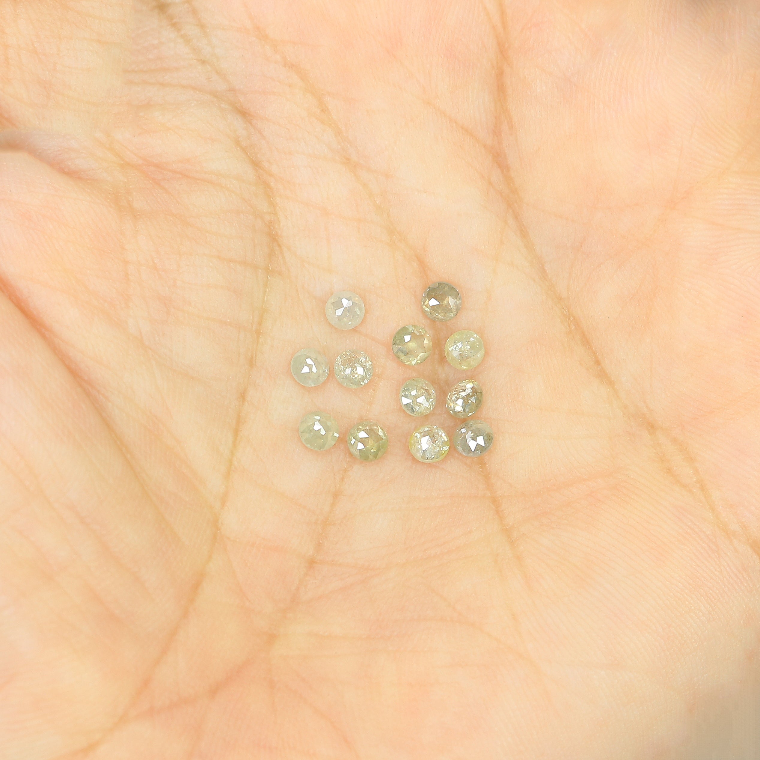 1.65 CT Natural Loose Round Rose Cut Diamond Grey Color Round Shape Diamond 3.05 MM Natural Loose Green Color Round Rose Cut Diamond KQ950