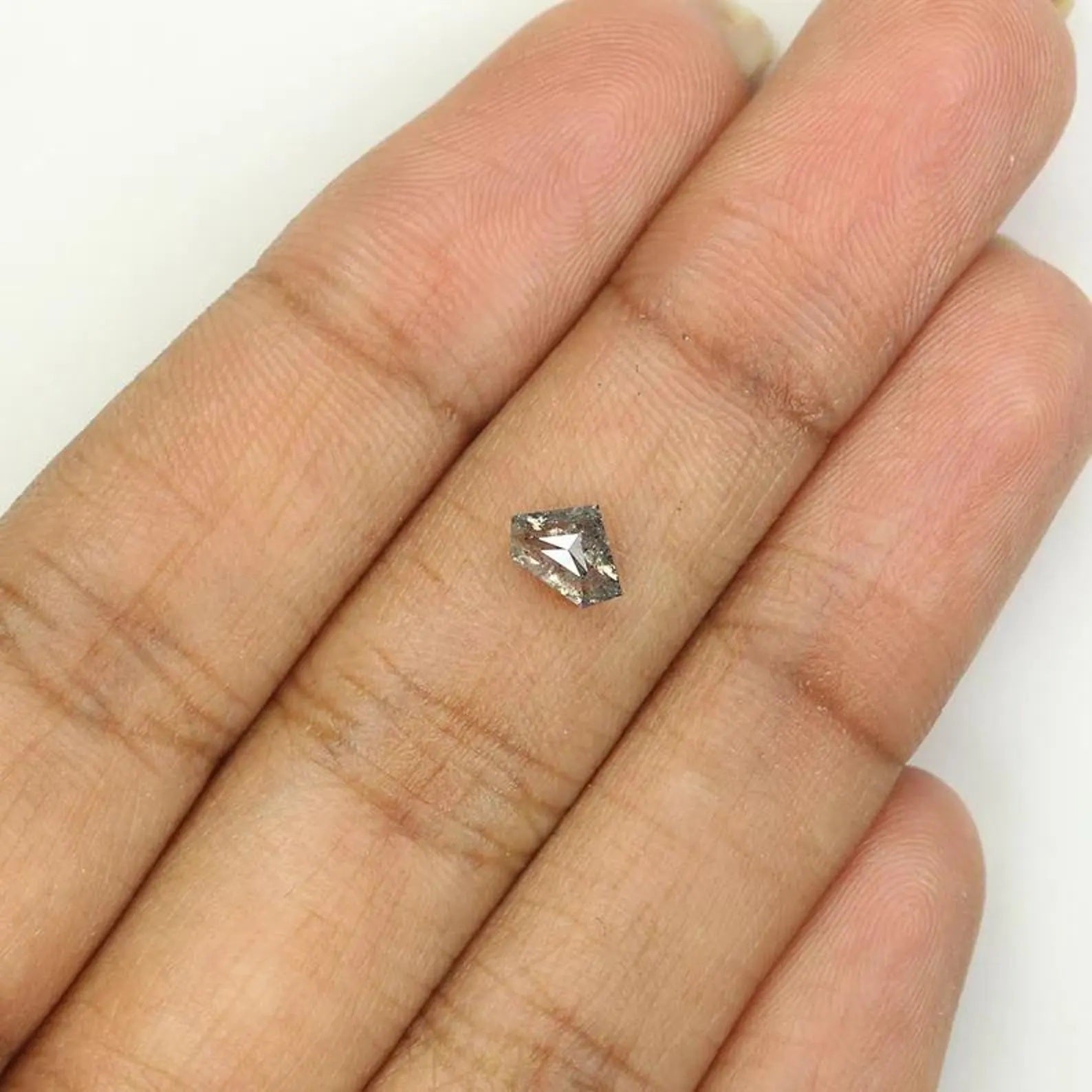 0.51 CT Natural Loose Shield Shape Diamond Salt And Pepper Shield Diamond 4.50 MM Natural Black Grey Color Shield Rose Cut Diamond NQ1537