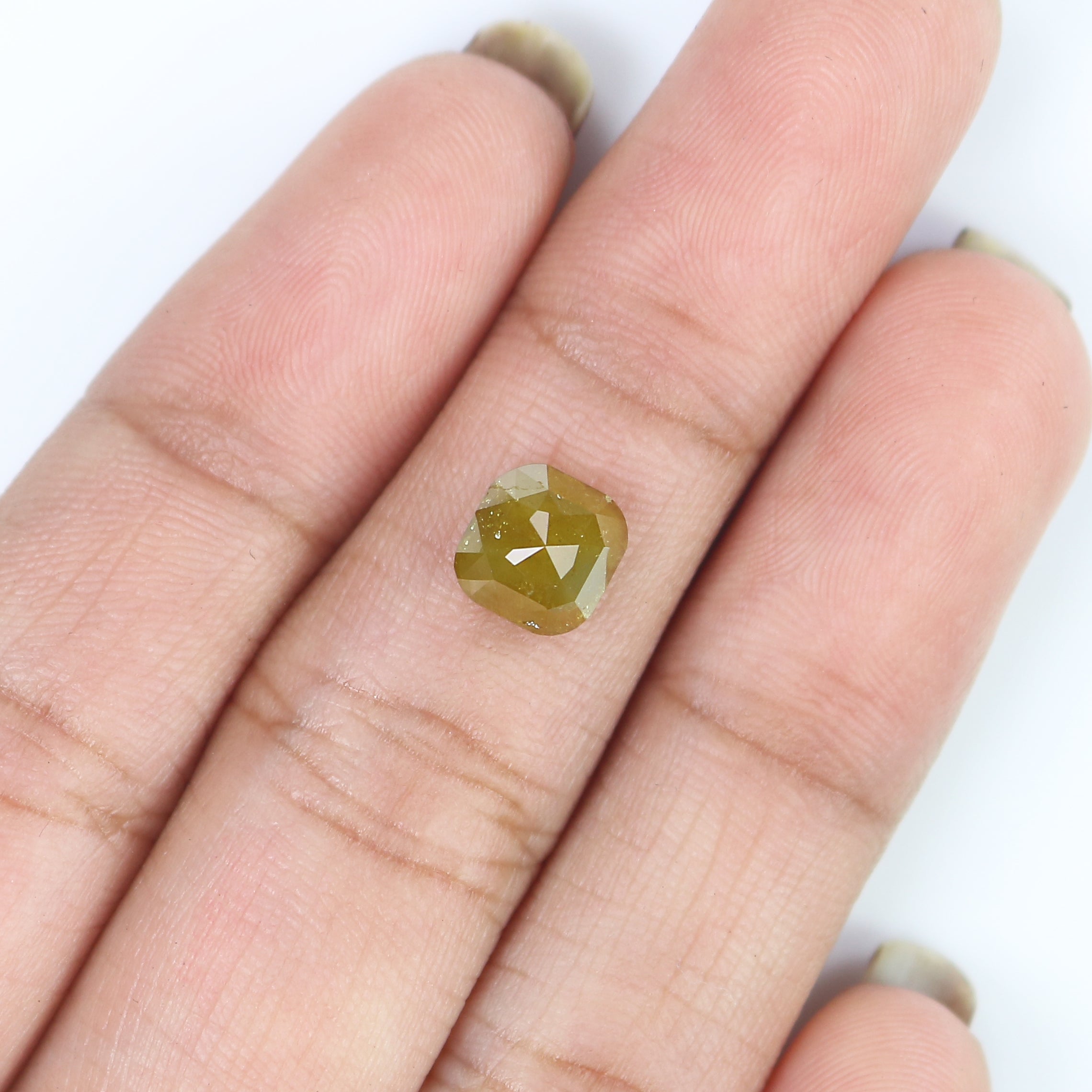 1.62 CT Natural Loose Cushion Shape Diamond Yellow Color Cushion Cut Diamond 6.70 MM Natural Yellow Diamond Cushion Rose Cut Diamond LQ7658