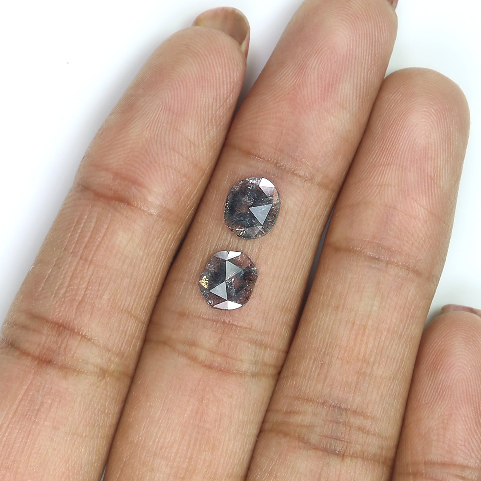 0.79 CT Natural Loose Slice Shape Diamond Salt And Pepper Slice Uncut Diamond 7.35 MM Natural Black Grey Diamond Irregular Cut Diamond L3586