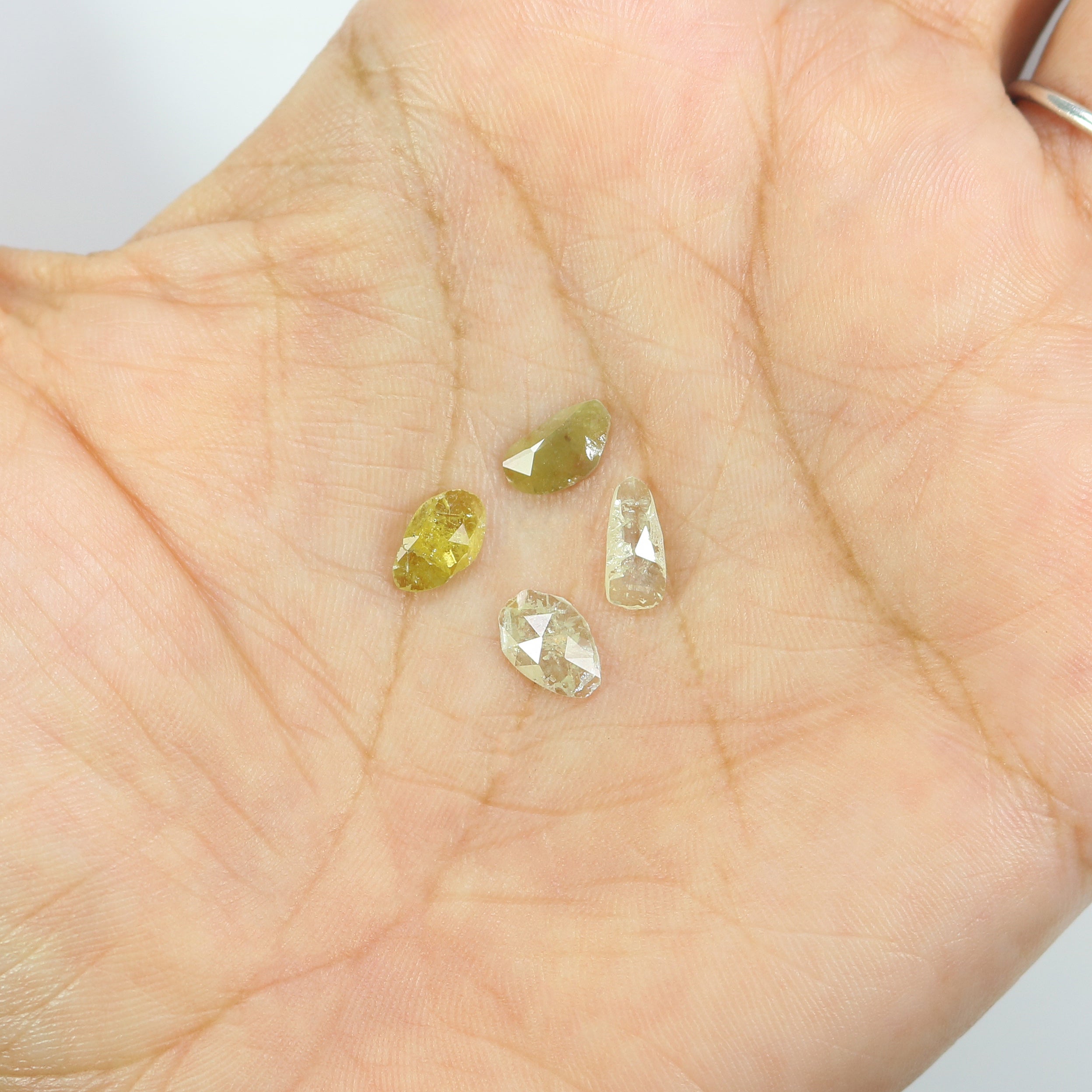 1.94 Ct Natural Loose Slice Shape Diamond Gray Color Slice Cut Diamond 7.65 MM Natural Diamond Yellow Color Slice Rose Cut Diamond NQ1192