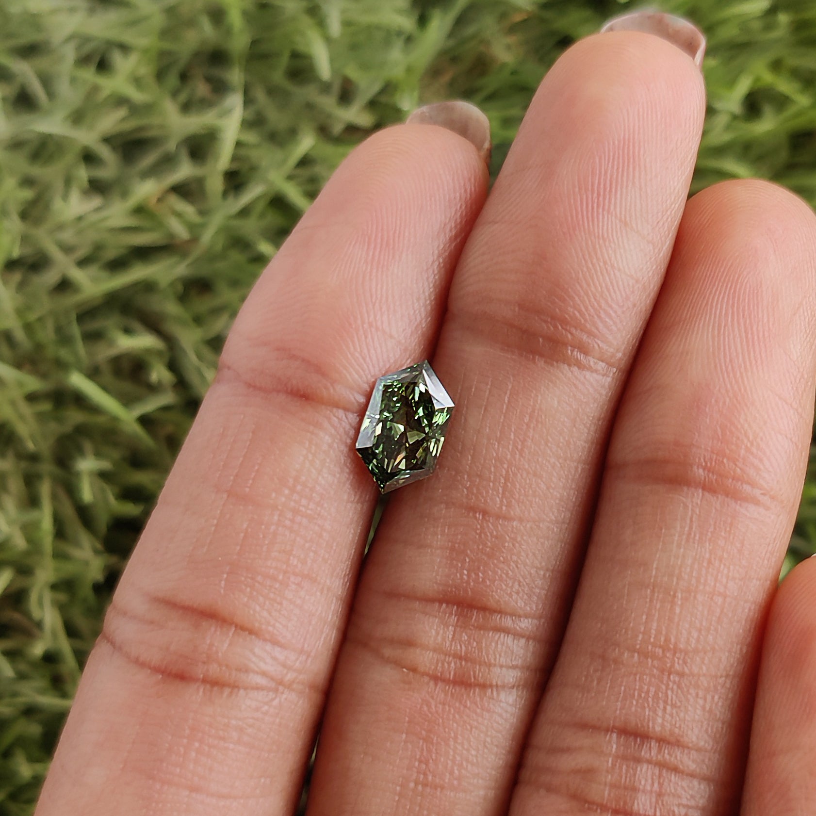 1.31 CT IGI Certified Hexagon Old European Cut Diamond Fancy Vivid Green Color VVS2 Clarity Lab Grown Diamond Lab Created Diamond L3671
