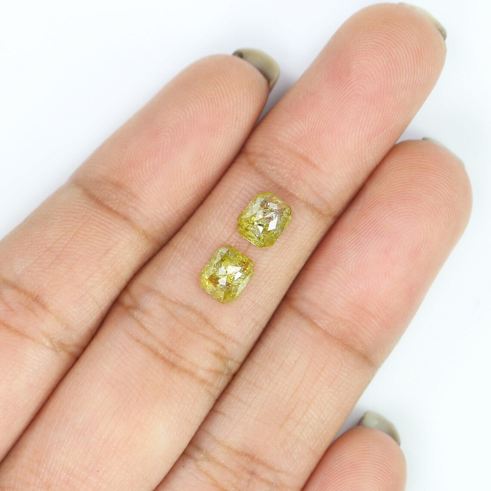 1.23 CT Natural Loose Cushion Pair Diamond Yellow Color Cushion Diamond 5.65 MM Natural Loose Diamond Yellow Cushion Rose Cut Diamond NQ2477