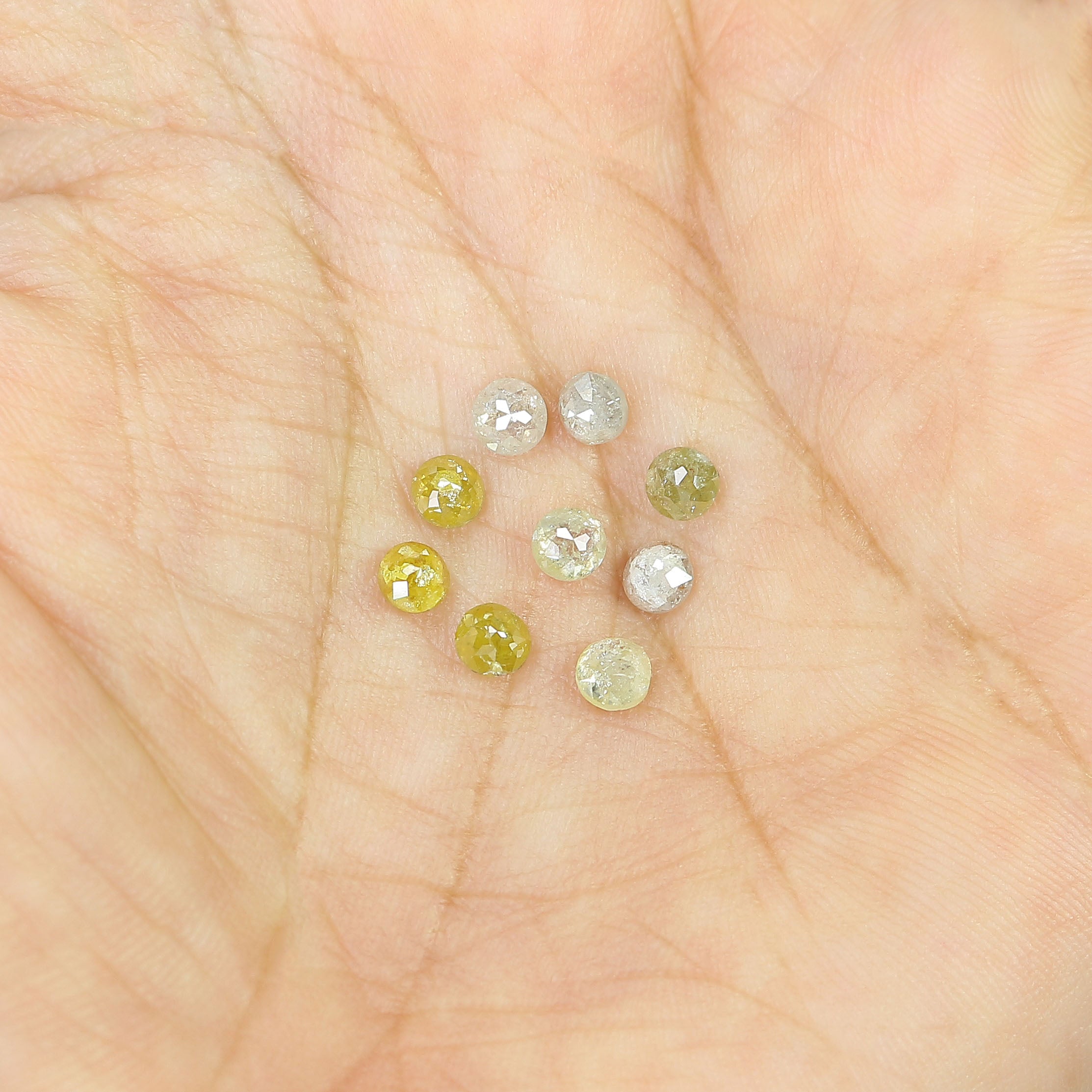 2.25 CT Natural Loose Round Rose Cut Diamond Grey Color Round Shape Diamond 3.50 MM Natural Loose Yellow Color Round Rose Cut Diamond LQ1704