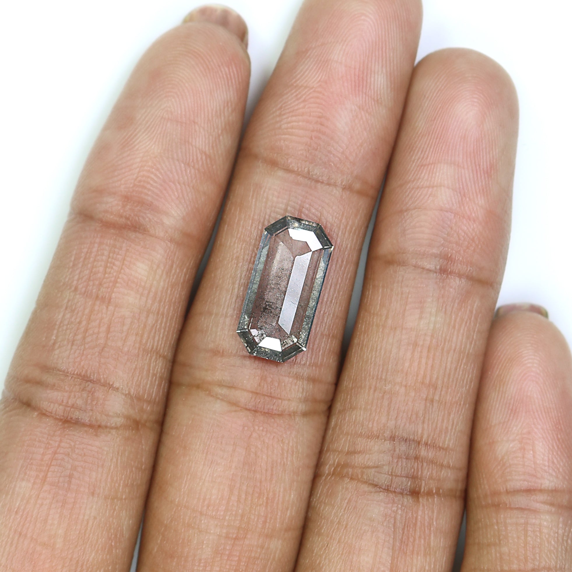 2.65 CT Emerald Rose Cut Salt And Pepper Lab Grown 14.45 MM Loose Diamond CVD Fancy Black Grey Color Lab Created Antique Cut Diamonds L3529