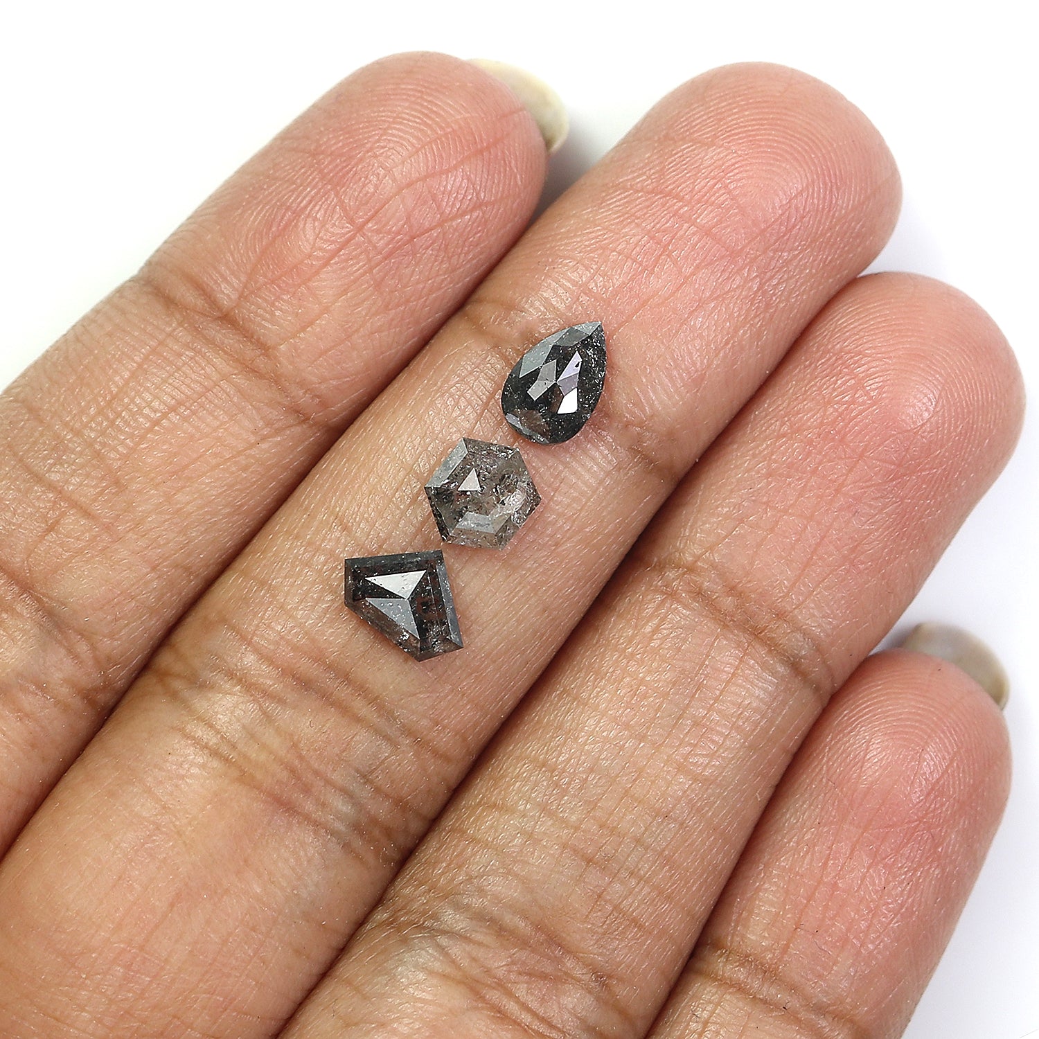 1.73 CT Natural Loose Mix Shape Diamond Salt And Pepper Mix Shape Diamond 7.15 MM Natural Black Grey Color Mix Shape Rose Cut Diamond QL1063