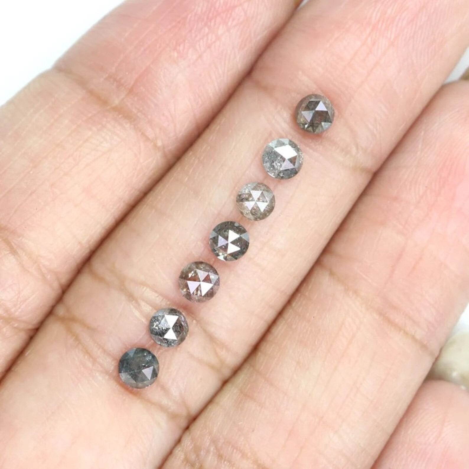 1.16 CT Natural Loose Round Shape Diamond Salt And Pepper Round Shape Diamond 3.35 MM Natural Black Grey Color Round Rose Cut Diamond NQ2066