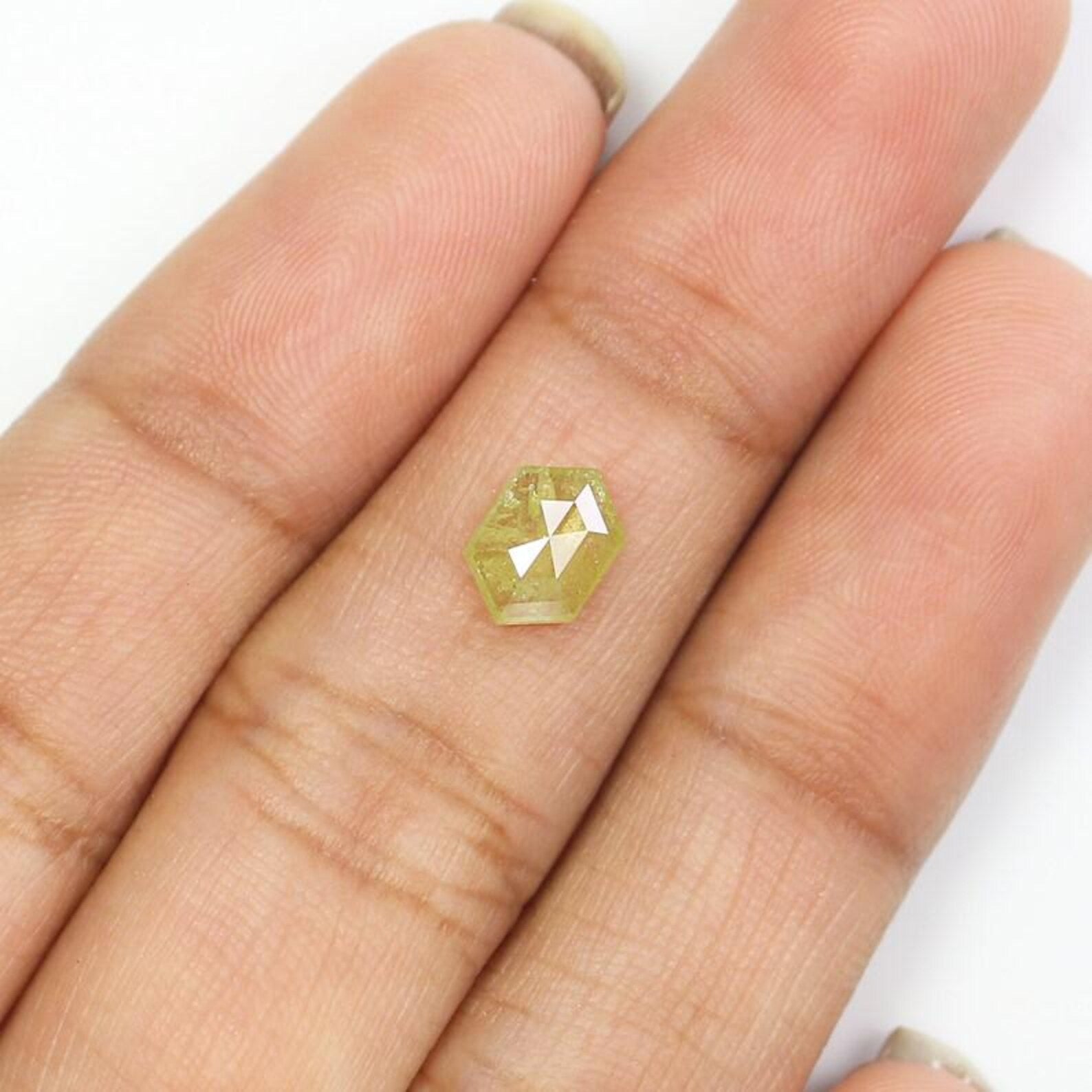 0.69 CT Natural Loose Hexagon Shape Diamond Yellow Color Hexagon Cut Diamond 7.20 MM Natural Loose Diamond Hexagon Rose Cut Diamond QN9882