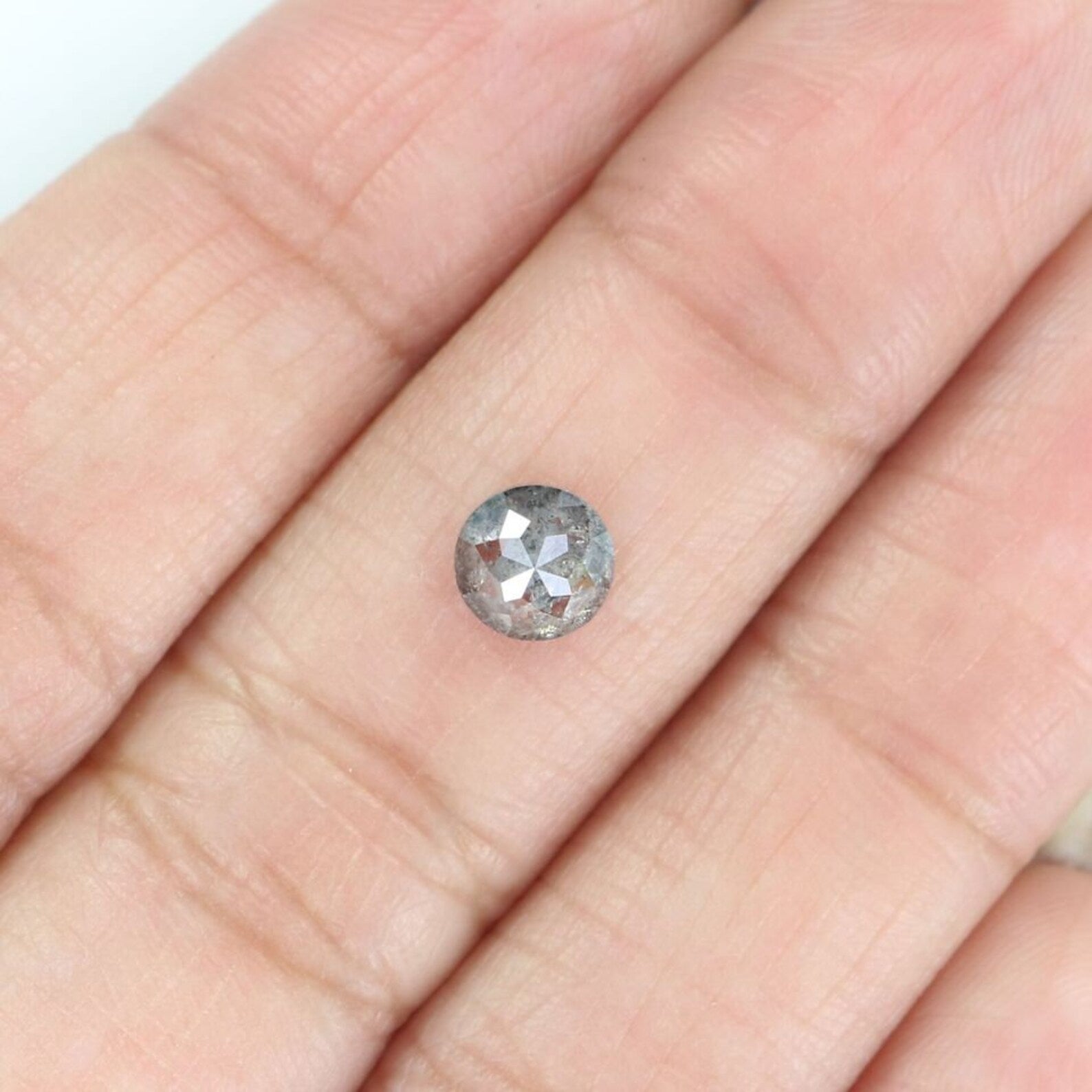 0.73 CT Natural Loose Round Rose Cut Salt And Pepper Diamond 5.40 MM Natural Black Grey Color Diamond Round Rose Cut Shape Diamond NQ2074
