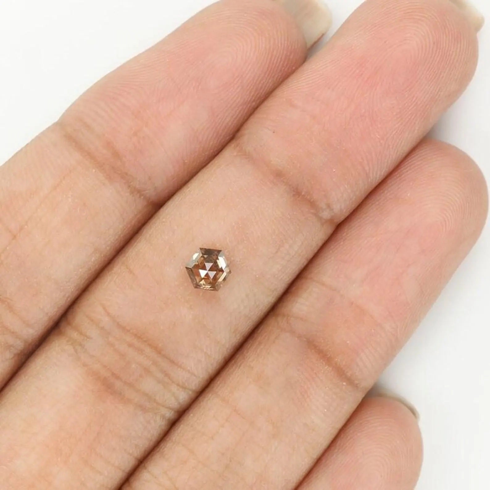 0.37 CT Natural Loose Hexagon Diamond Brown Color Hexagon Diamond 4.45 MM Natural Loose Brown Color Diamond Hexagon Rose Cut Diamond NQ1187