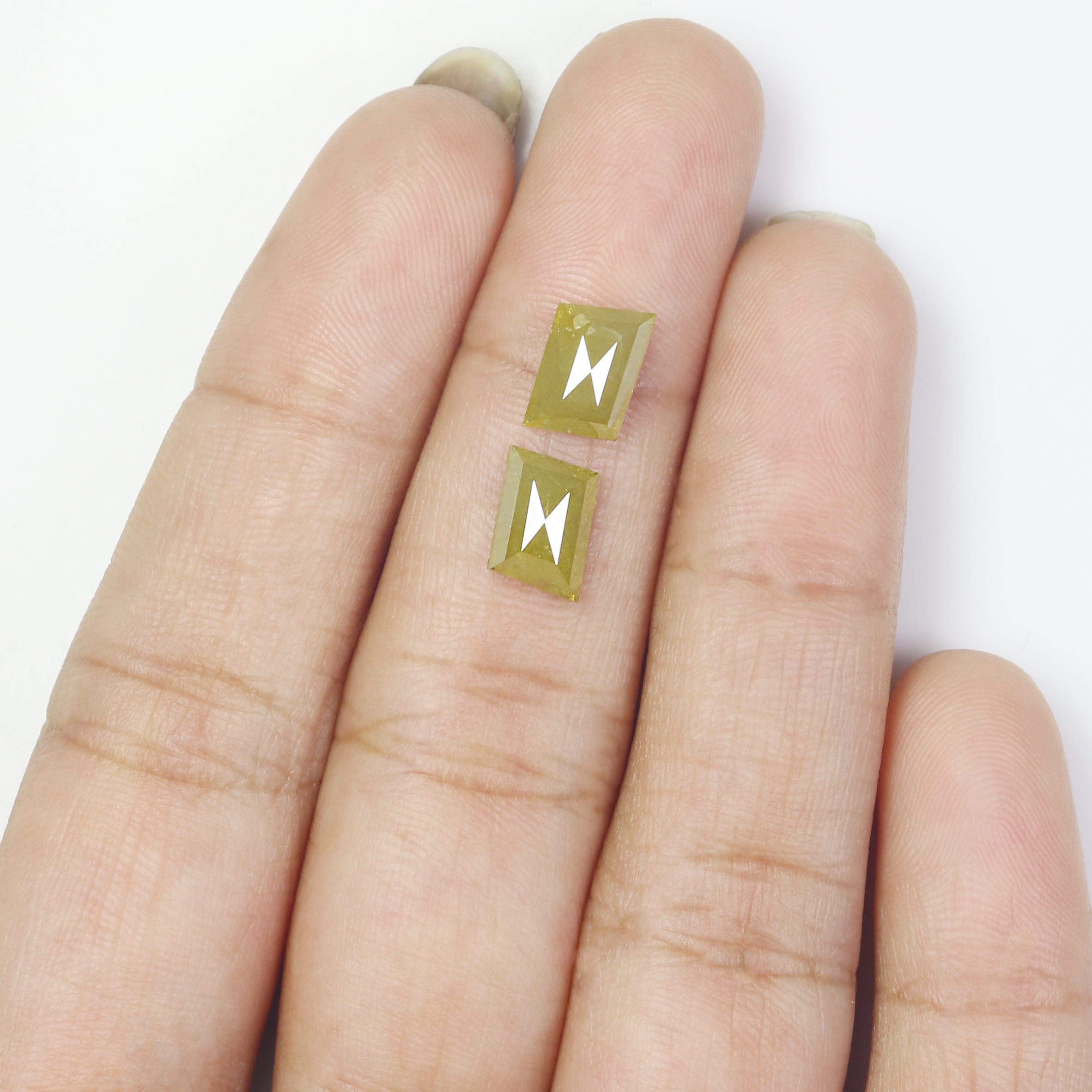 2.62 CT Natural Loose Antique Cut Pair Diamond Yellow Color Antique Shape Diamond 7.40 MM Natural Green Color Antique Rose Cut Diamond L5011