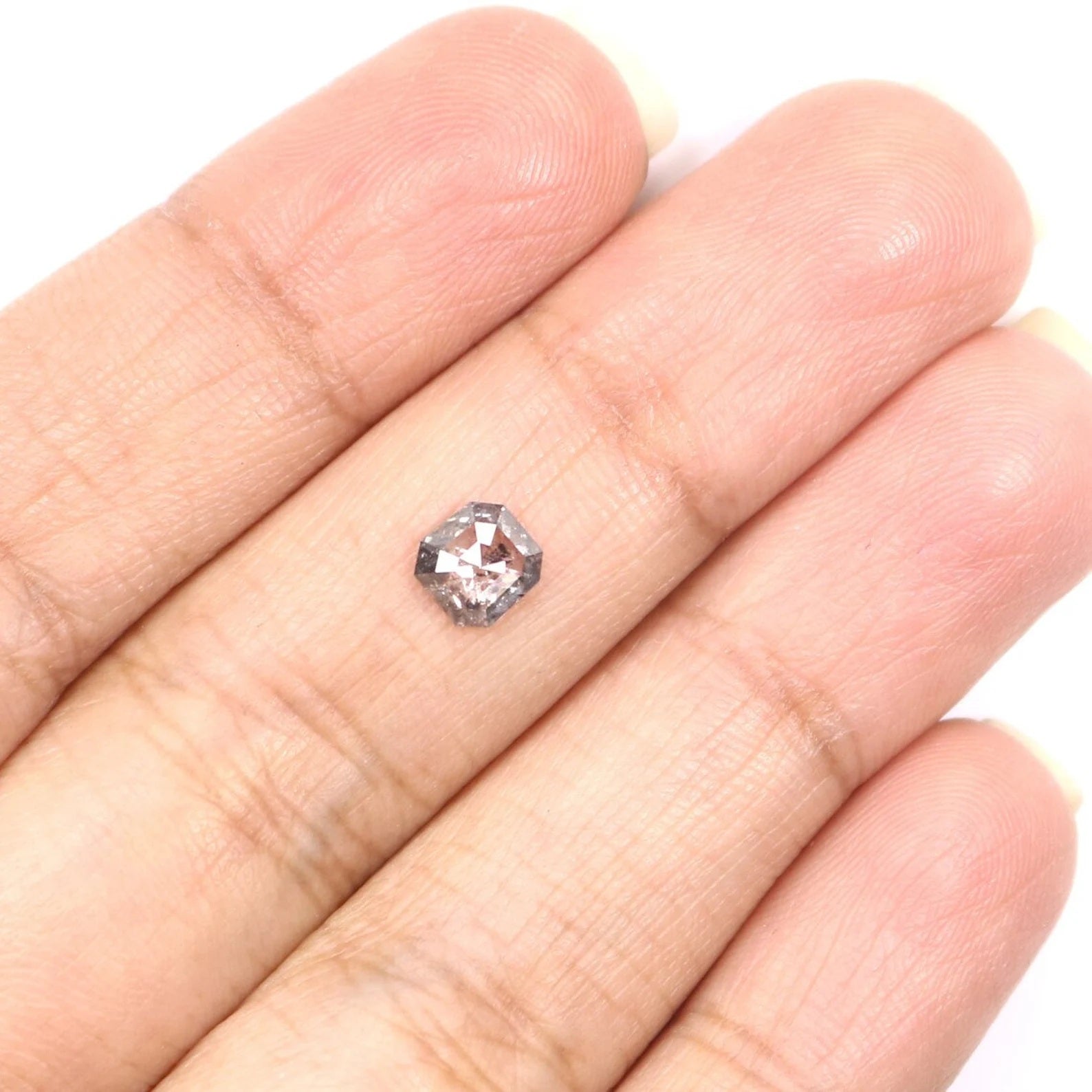 0.48 CT Natural Loose Radiant Diamond Salt And Pepper Diamond 5.20 MM Natural Loose Black Grey Diamond Radiant Rose Cut Diamond NQ7214