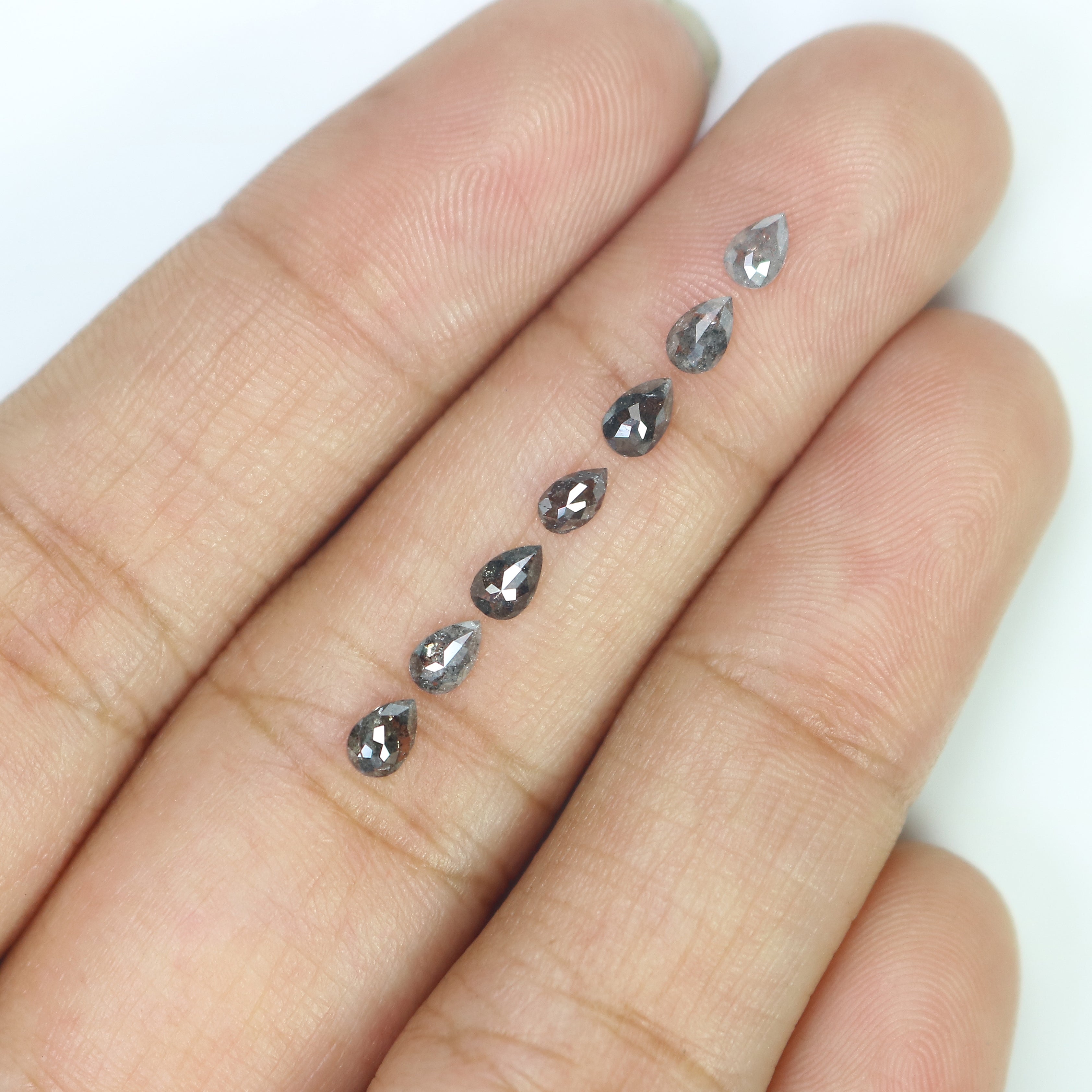 0.94 CT Natural Loose Pear Shape Diamond Salt And Pepper Pear Diamond 4.30 MM Natural Loose Black Grey Color Pear Rose Cut Diamond LQ2734