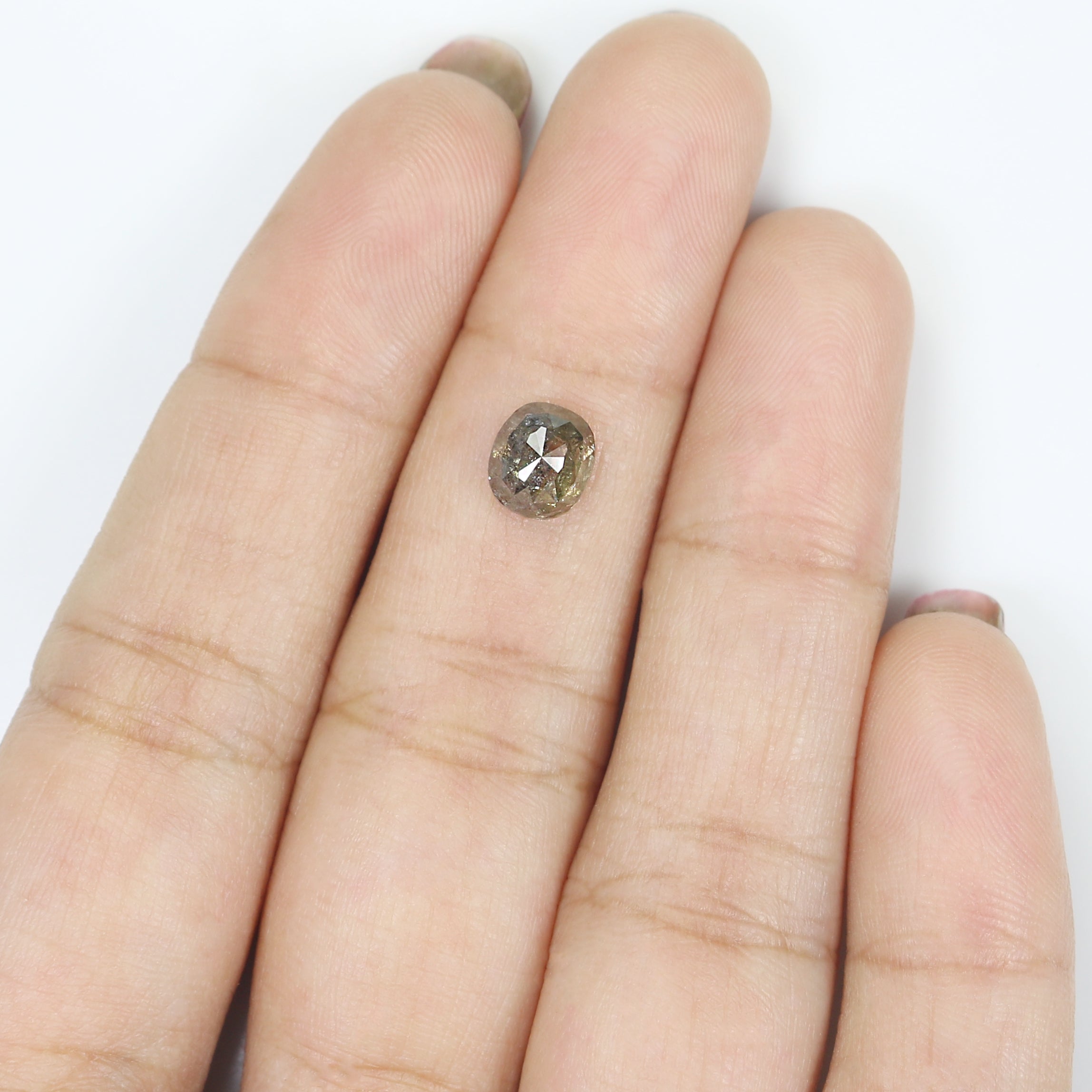 1.39 CT Natural Loose Oval Shape Diamond Salt And Pepper Oval Cut Diamond 6.70 MM Natural Grey Color Diamond Oval Rose Cut Diamond LQ7271