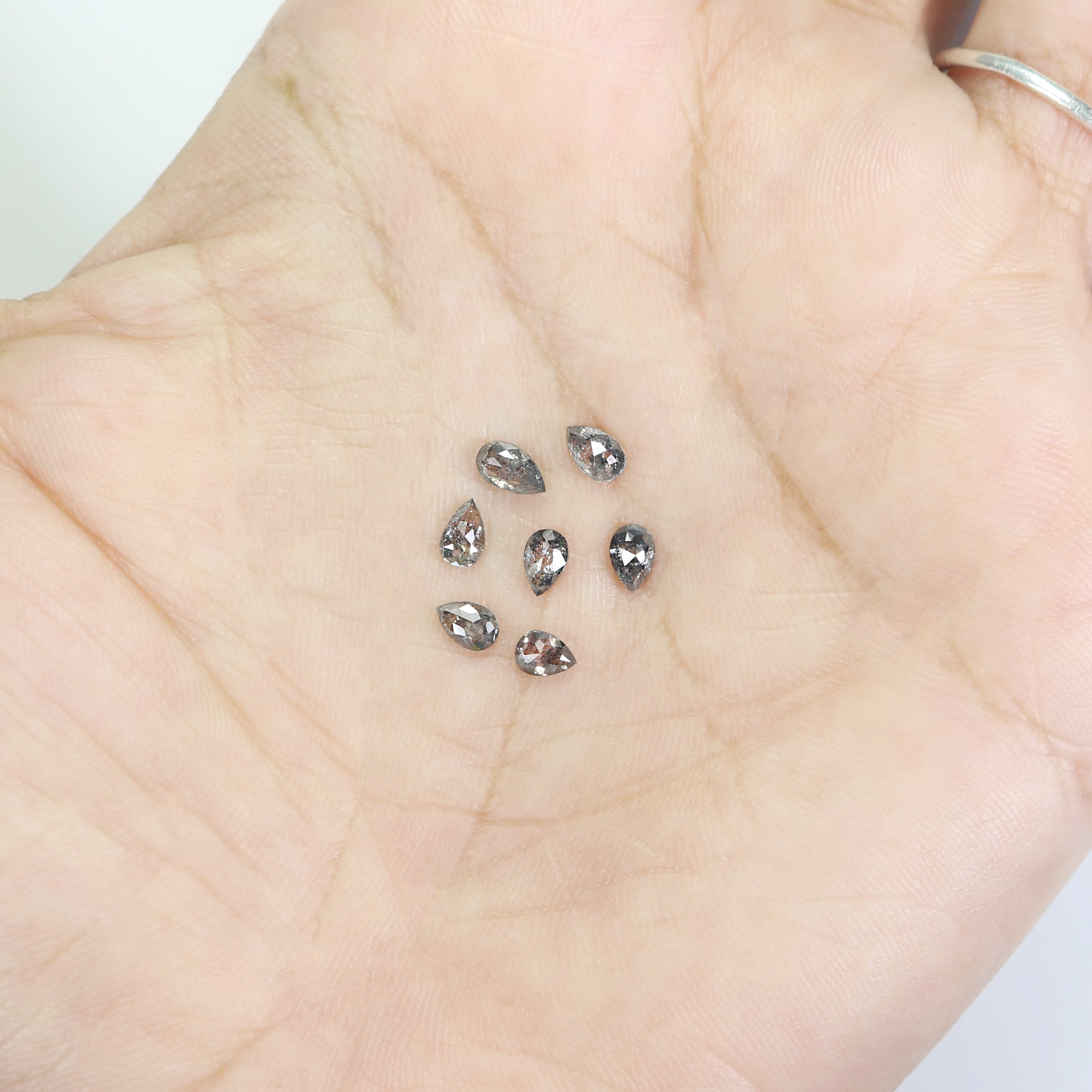 1.07 CT Natural Loose Pear Shape Diamond Salt And Pepper Pear Cut Diamond 3.90 MM Natural Loose Black Grey Color Pear Rose Cut Diamond L1279