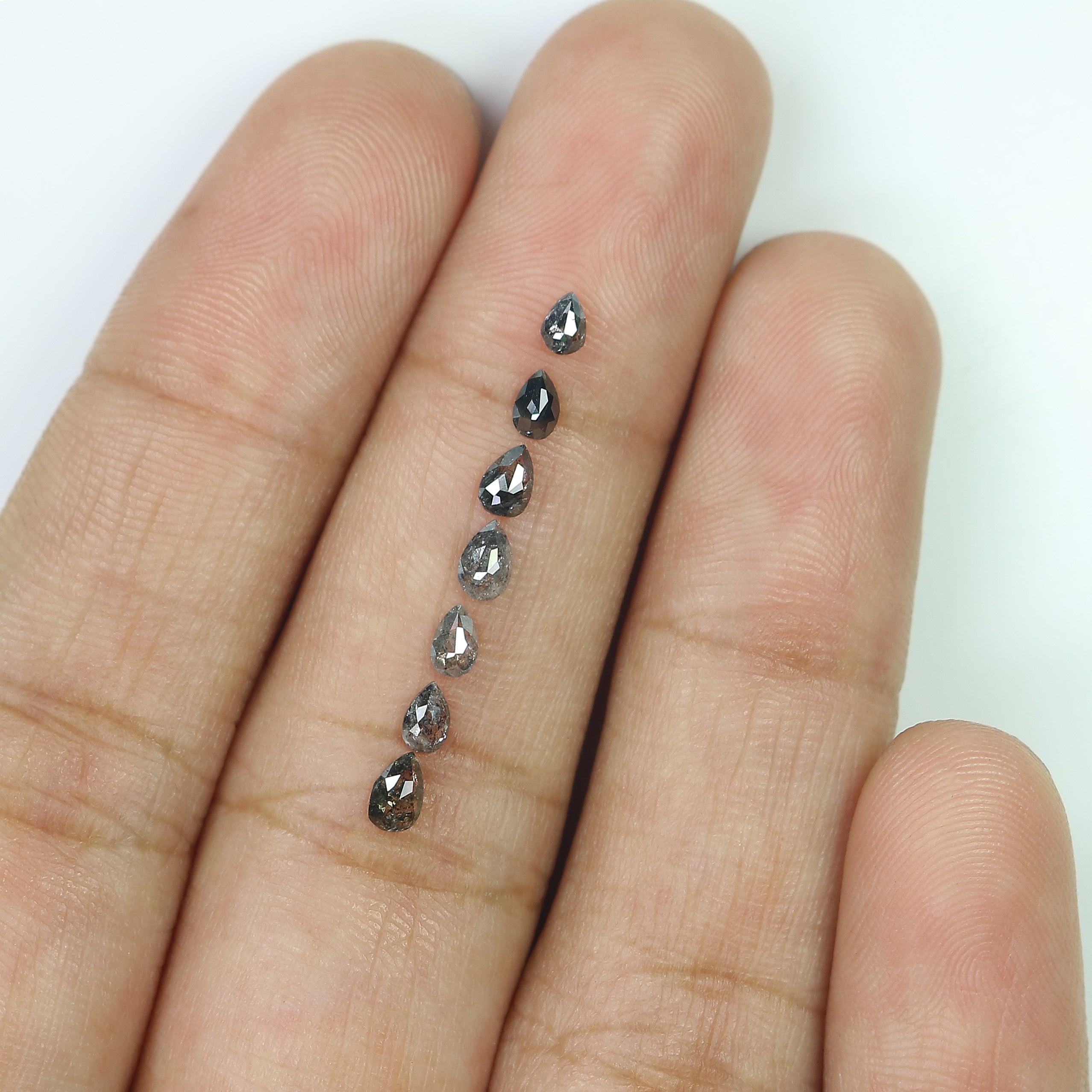 0.64 CT Natural Loose Pear Shape Diamond Salt And Pepper Pear Diamond 4.05 MM Natural Loose Black Grey Color Pear Rose Cut Diamond LQ2762