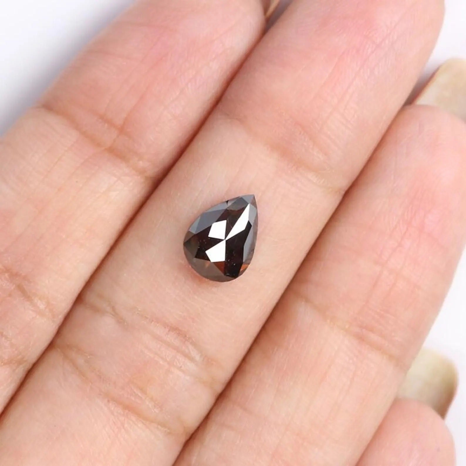 1.38 CT Natural Loose Pear Shape Diamond Brown Color Pear Cut Diamond 8.55 MM Natural Loose Diamond Brown Color Pear Rose Cut Diamond NQ9189
