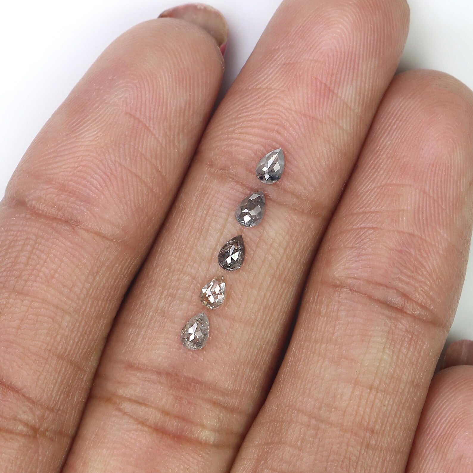 0.47 CT Natural Loose Pear Shape Diamond Salt And Pepper Pear Diamond 3.75 MM Natural Loose Black Grey Color Pear Rose Cut Diamond NQ2328